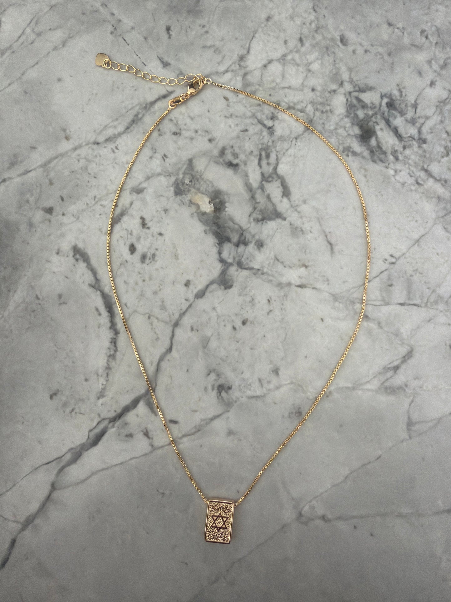 Star of David Rectangle Pendant Necklace 18k gold filled