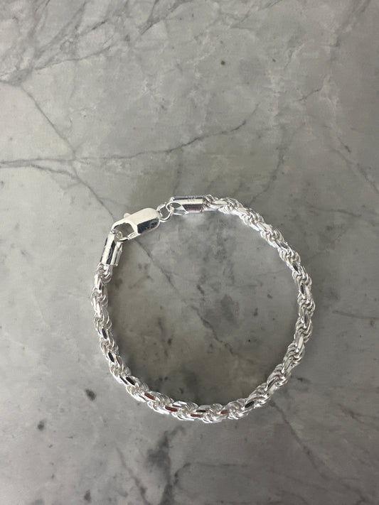 Chunky Rope Tie Chain Bracelet Silver