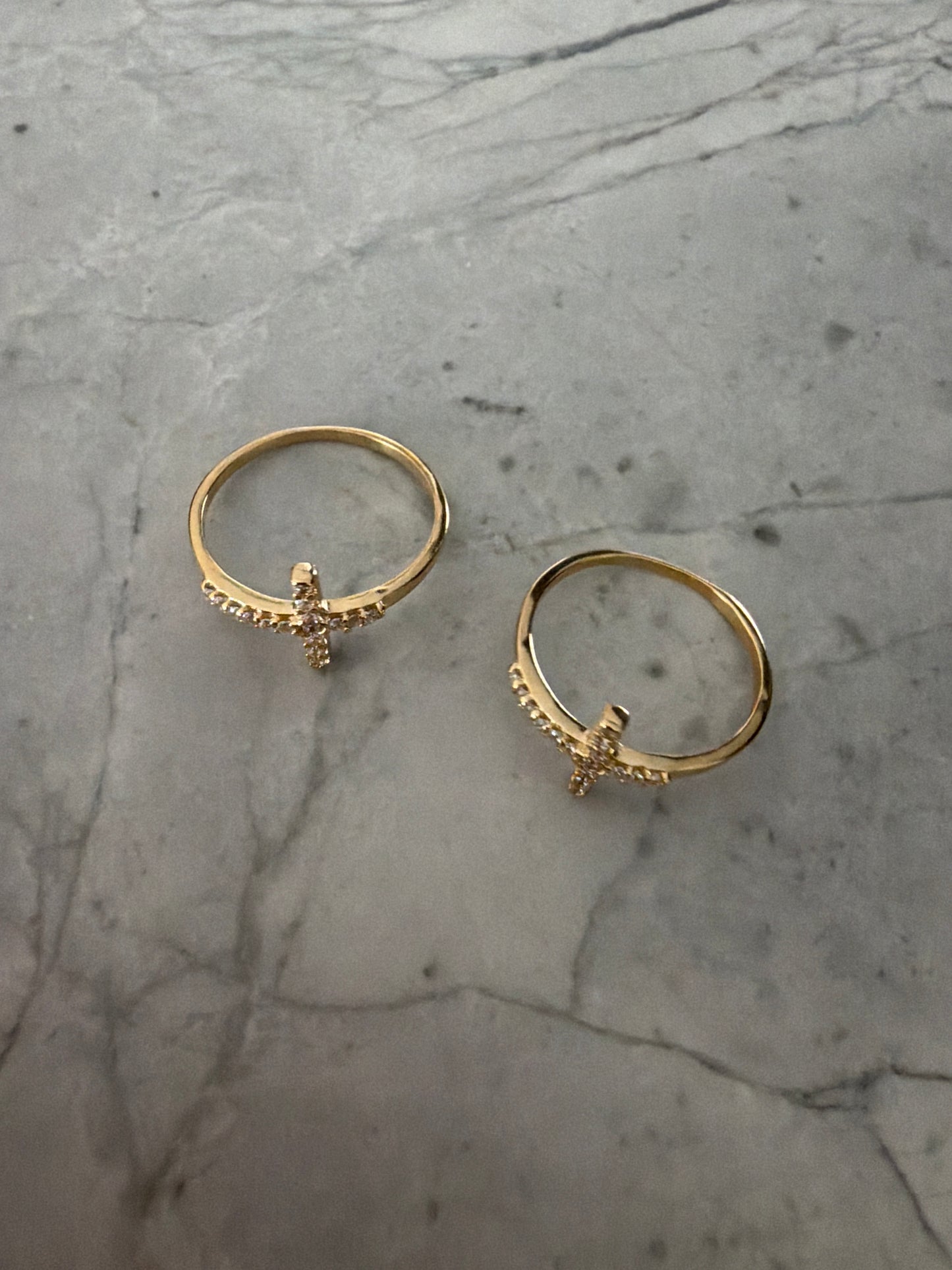 Faith Crystal Cross Stackable Ring | 18k Gold-Filled
