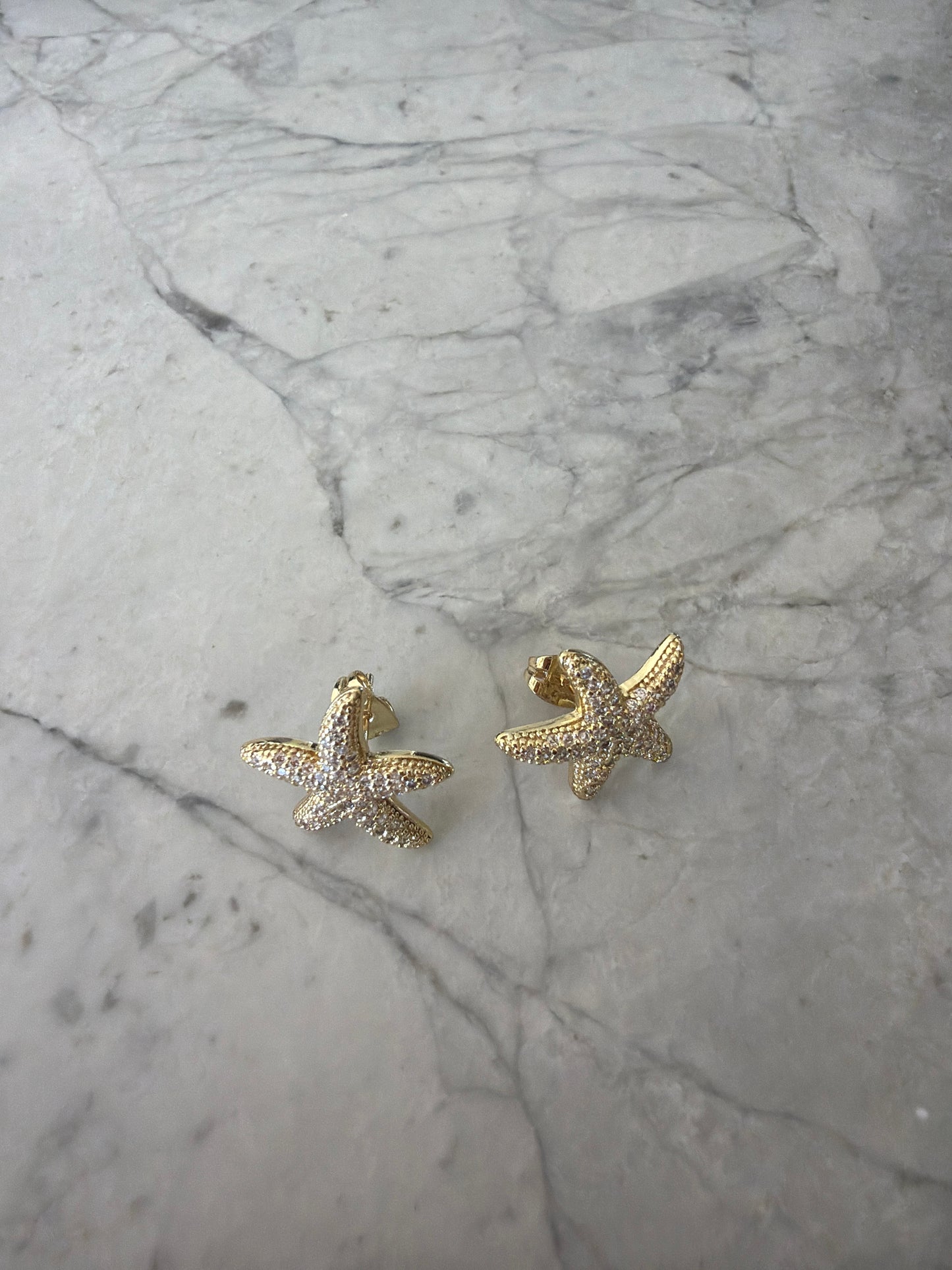 Statement Star Fish Stud Earrings Gold