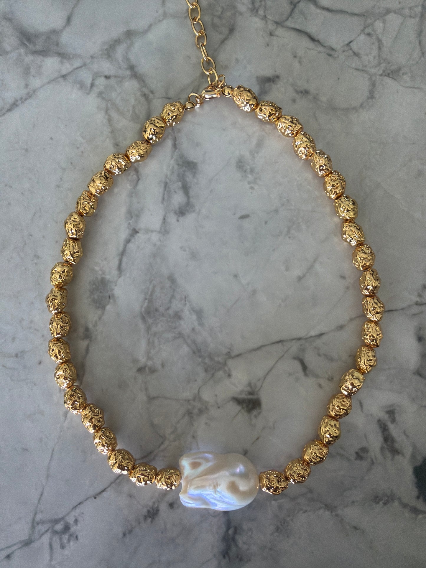 Cabo Gold Lava Bead Natural Baroque Pearl Necklace (SOLD OUT ON PRE ORDER - DUE MARCH 10)