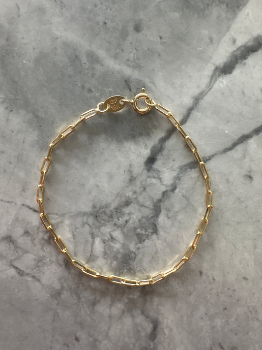 Small Wrist Paperclip Bracelet Gold