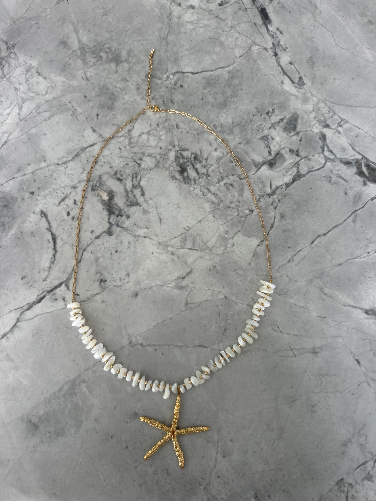 Maria Del Pilar Saint Tropez Starfish Pearl Necklace Gold