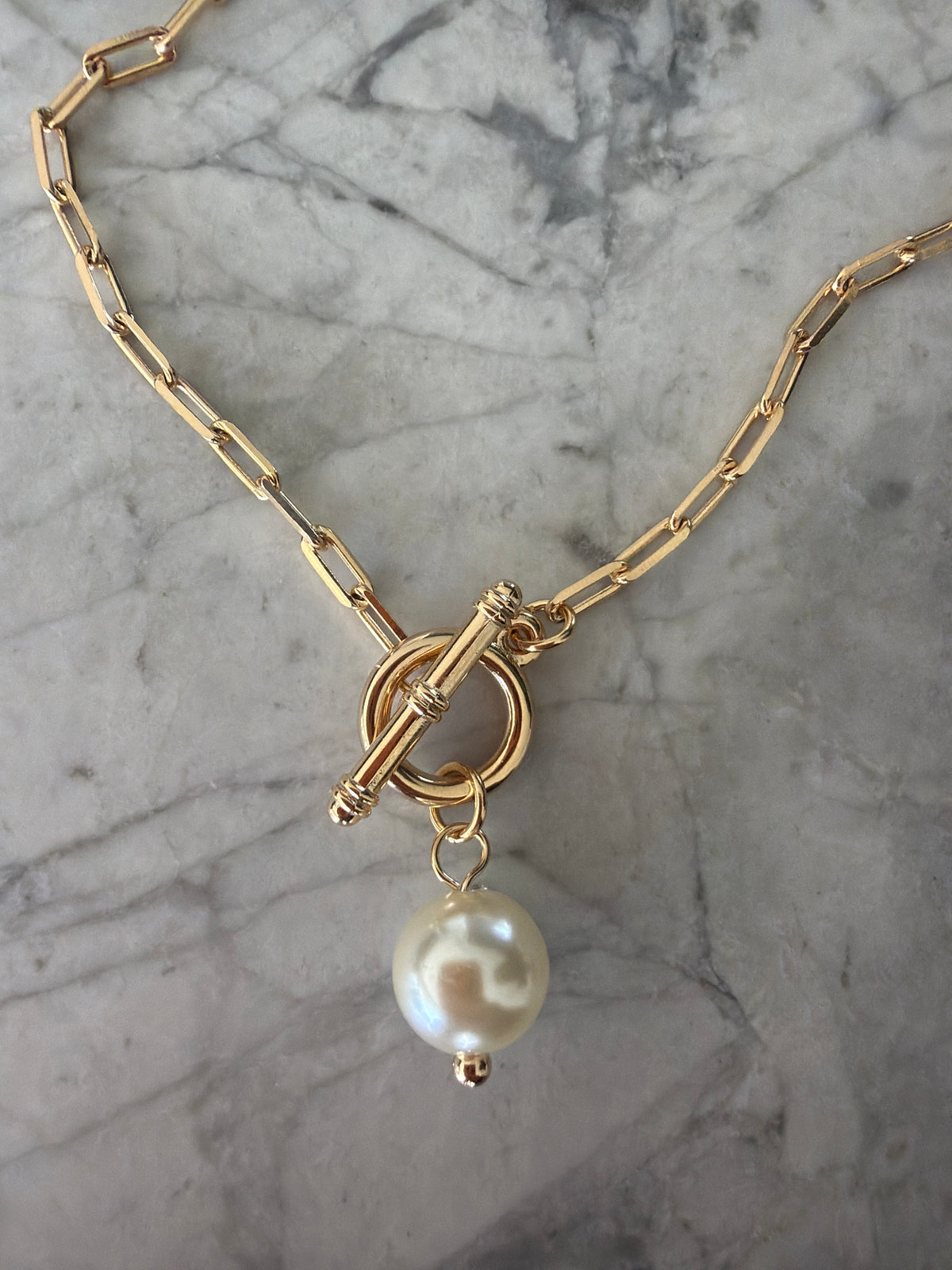 Pearl Clasp Necklace Gold Chain | 18k Gold-Filled