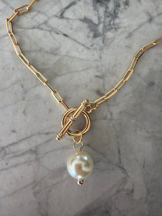 Pearl Clasp Necklace Gold Chain | 18k Gold-Filled