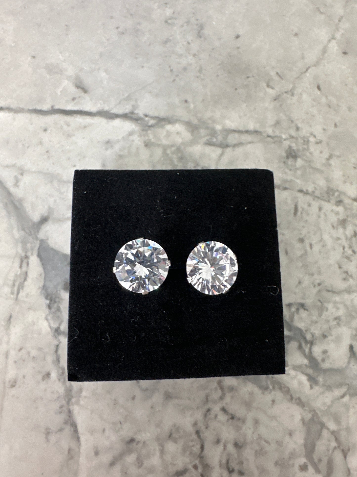 Giant Zircon Stud Earrings Silver (10mm)