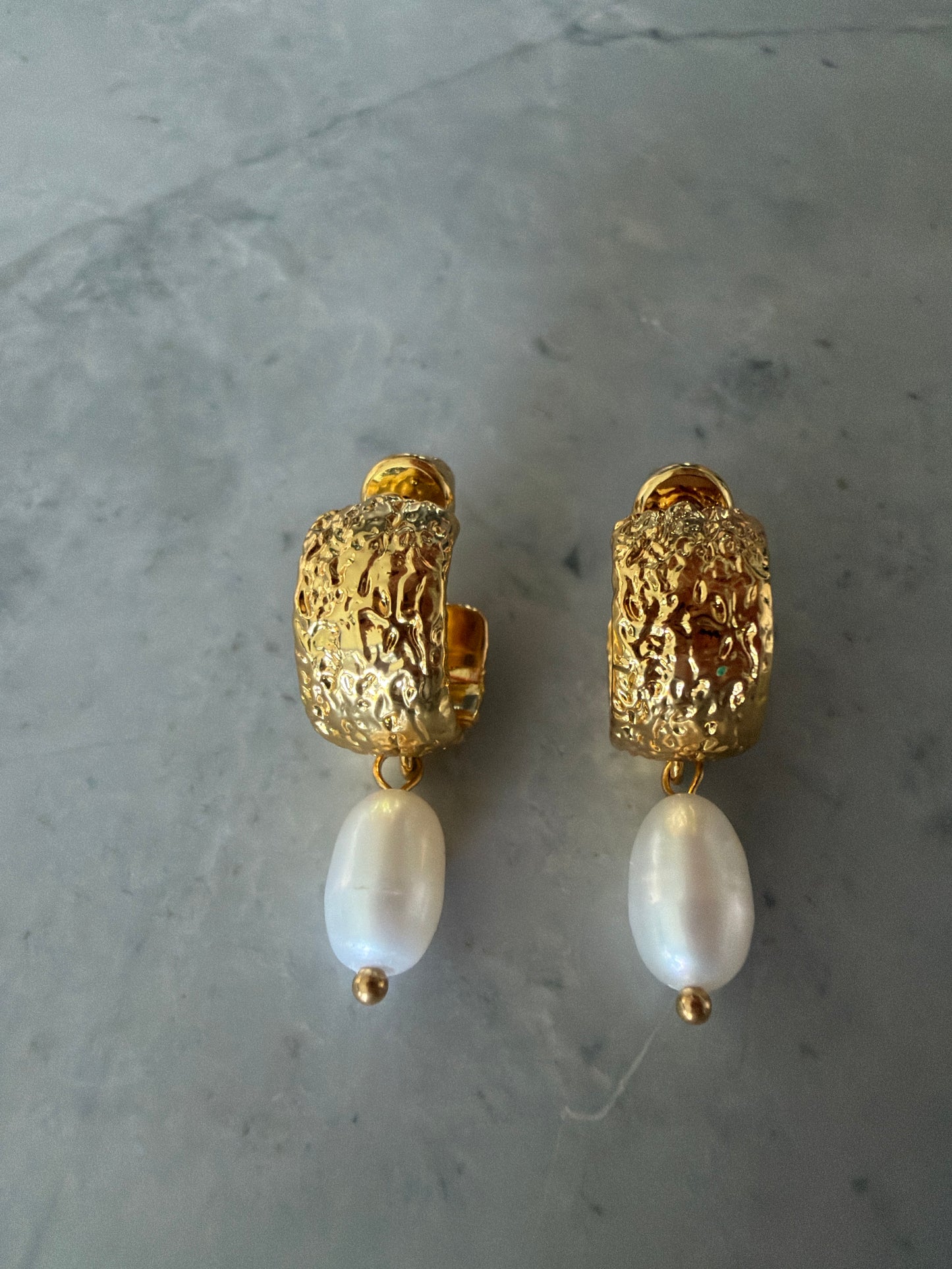 Lava 24k gold hoops with drop pearl