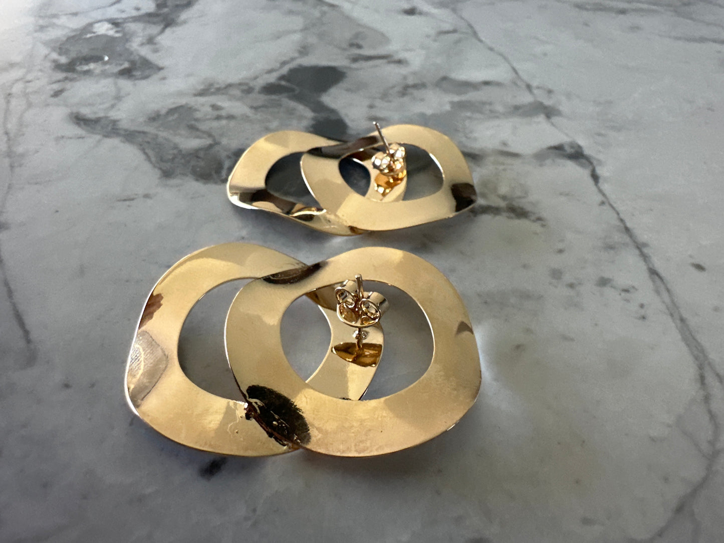 Chunky Statement Overlay Stud Earrings Gold - Sample Sale