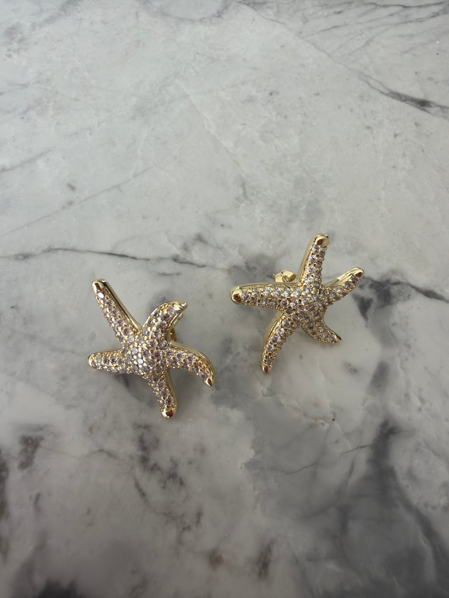 Statement Star Fish Stud Earrings Gold