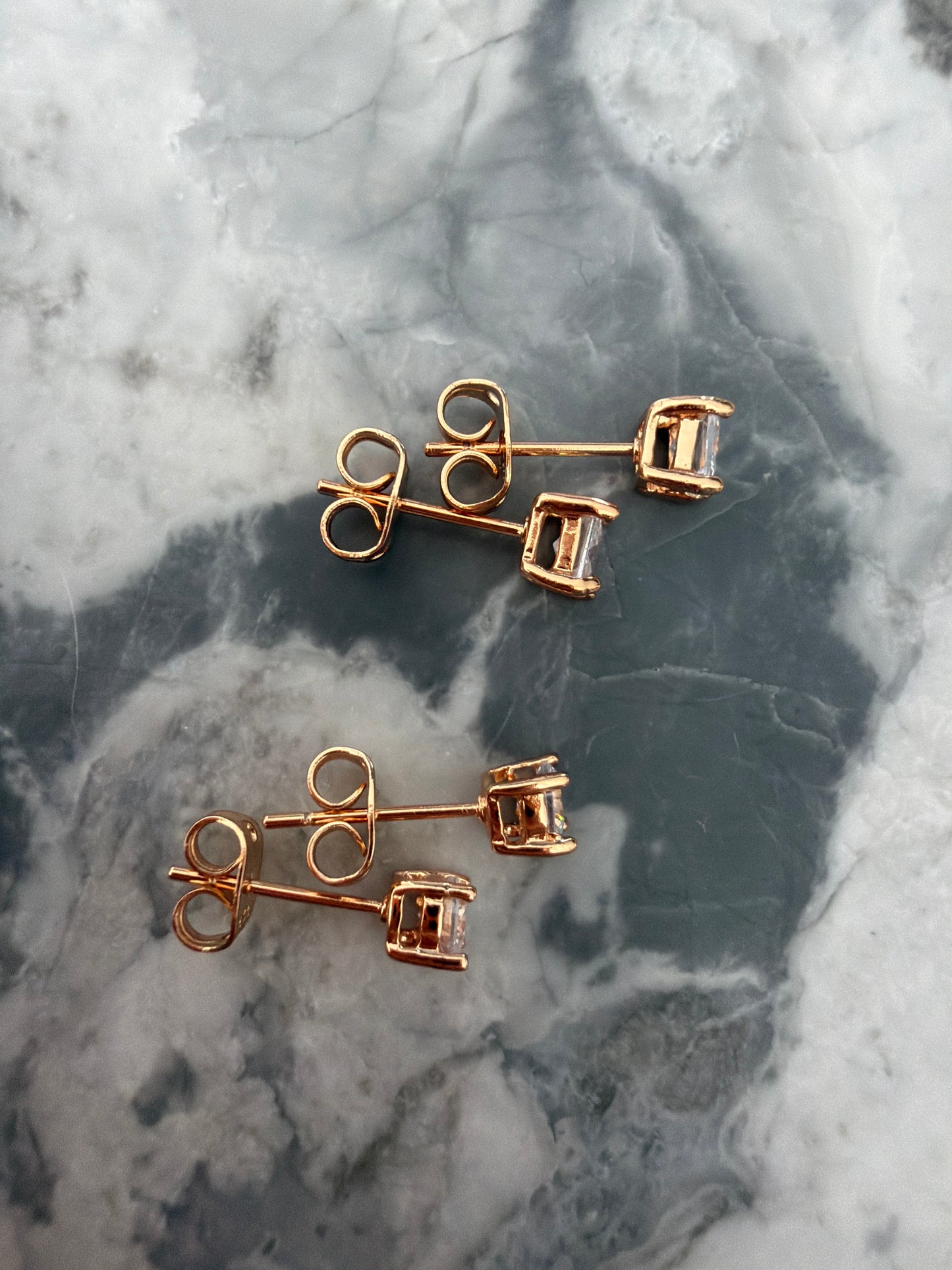 Small Rose Gold Everyday Studs (2 pairs - square and round versions) SAMPLE SALE