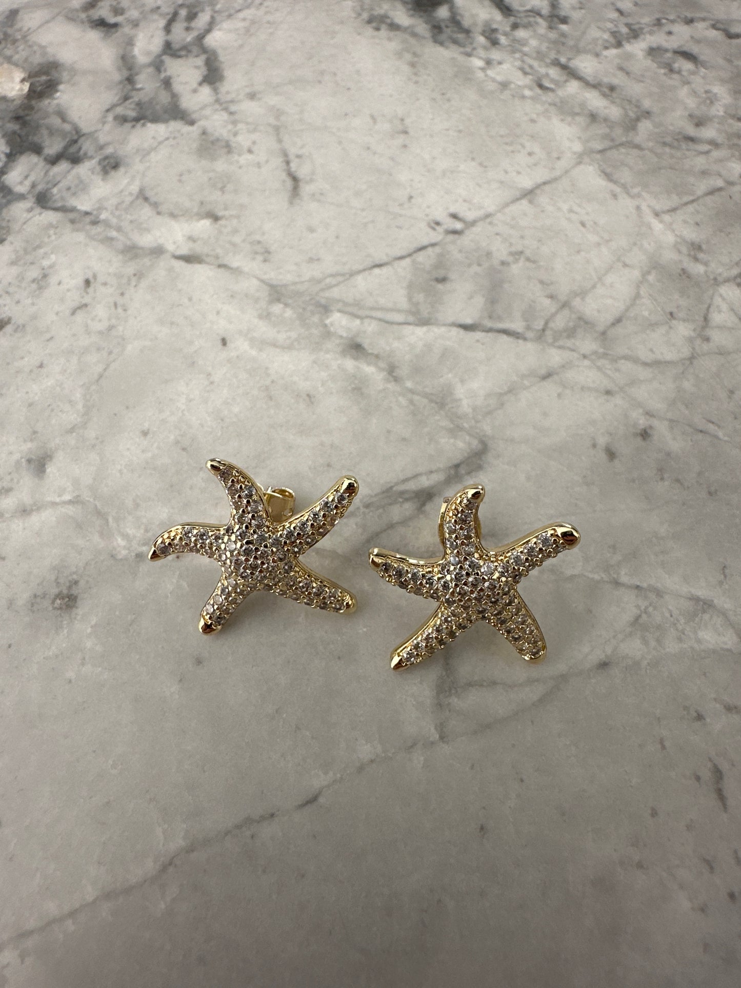 Statement Star Fish Stud Earrings Gold