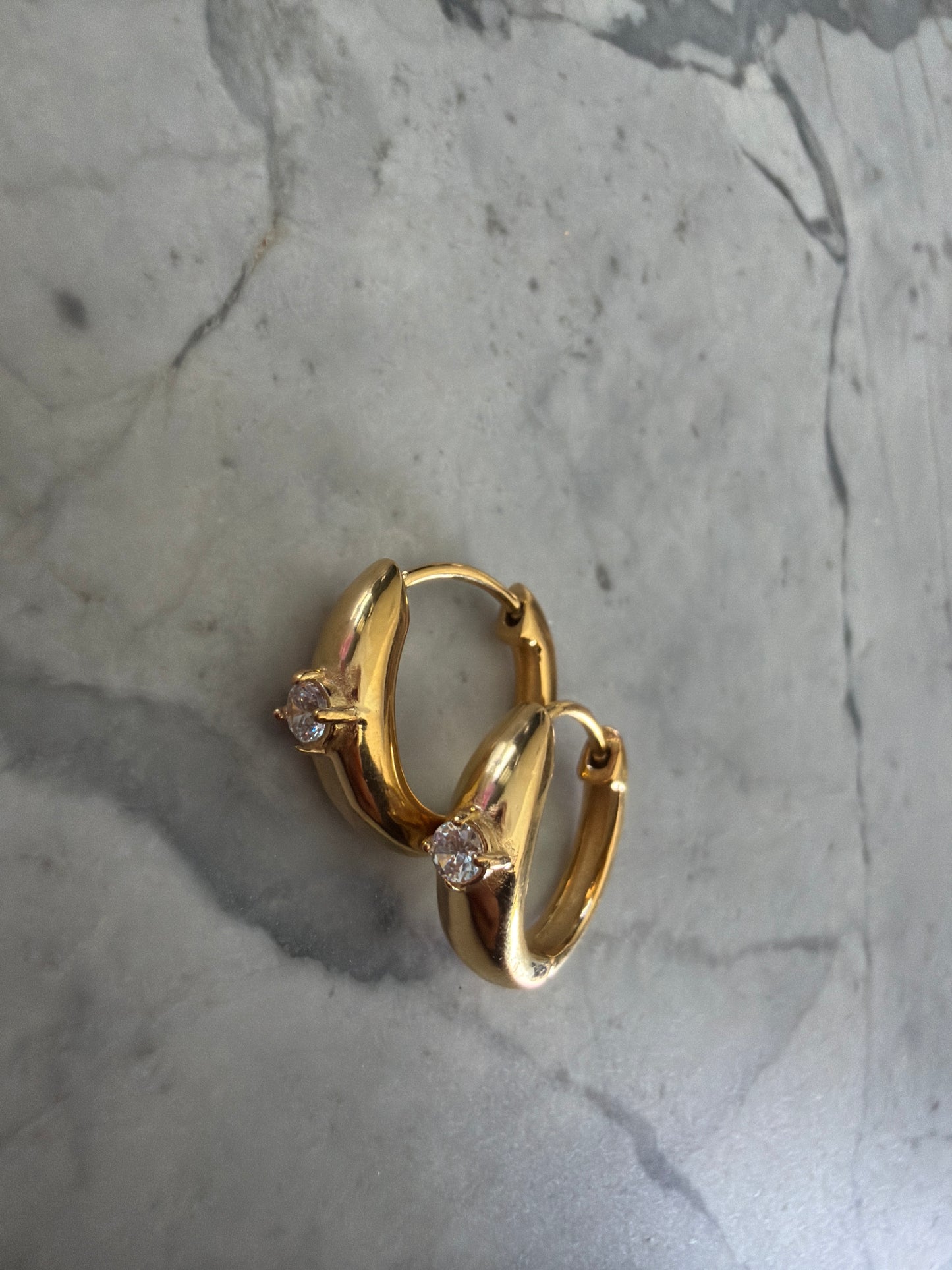 Kyra Sparkle Gem Hoop Earrings Gold SAMPLE SALE
