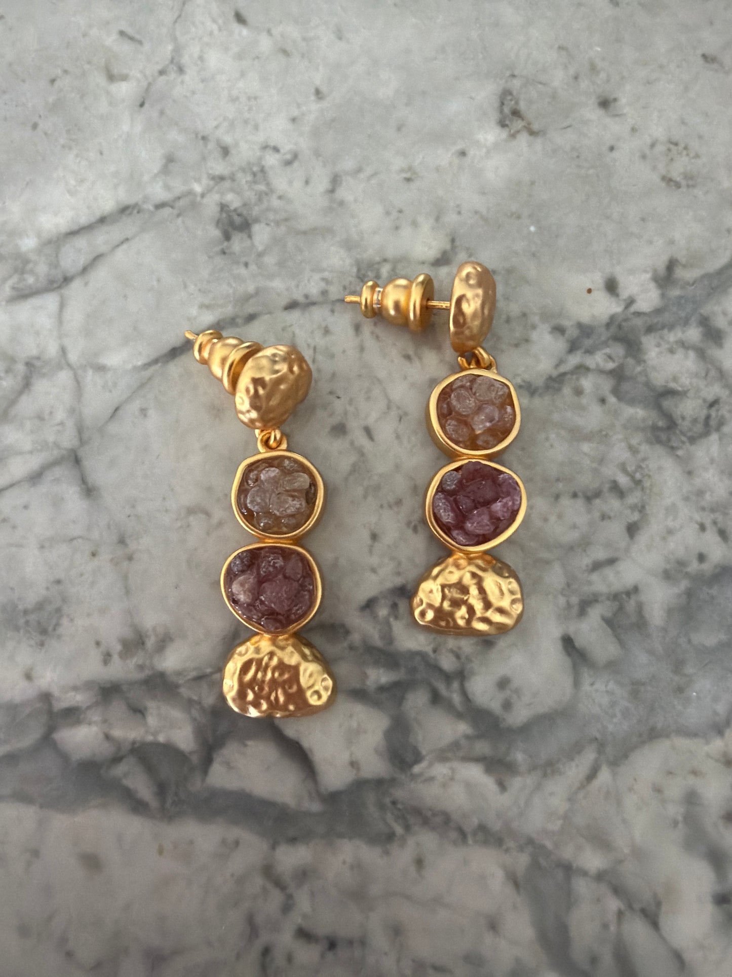 Elegant Semi-Precious Stone Drop Earrings
