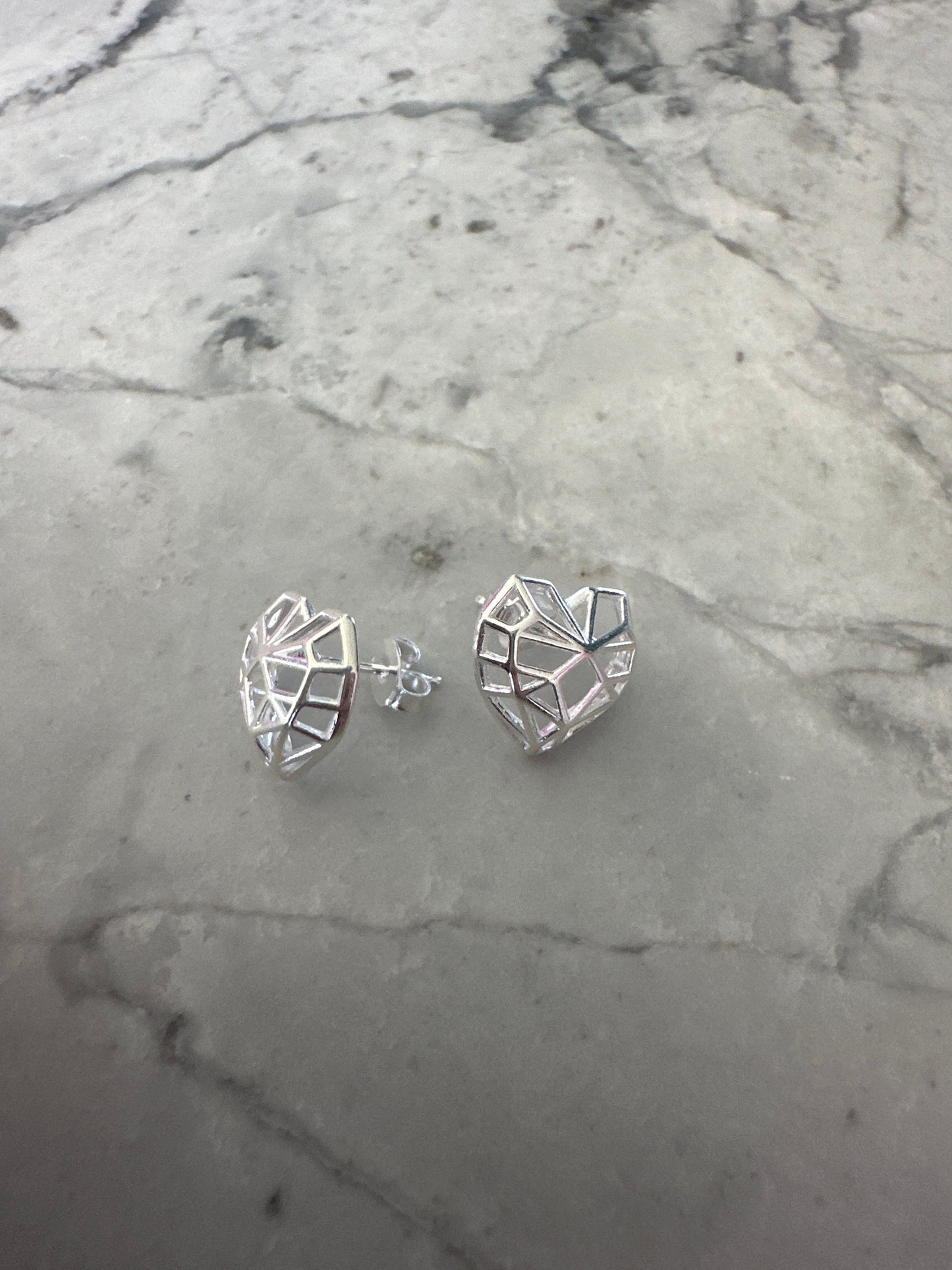 Geometric Silver Stud Earrings