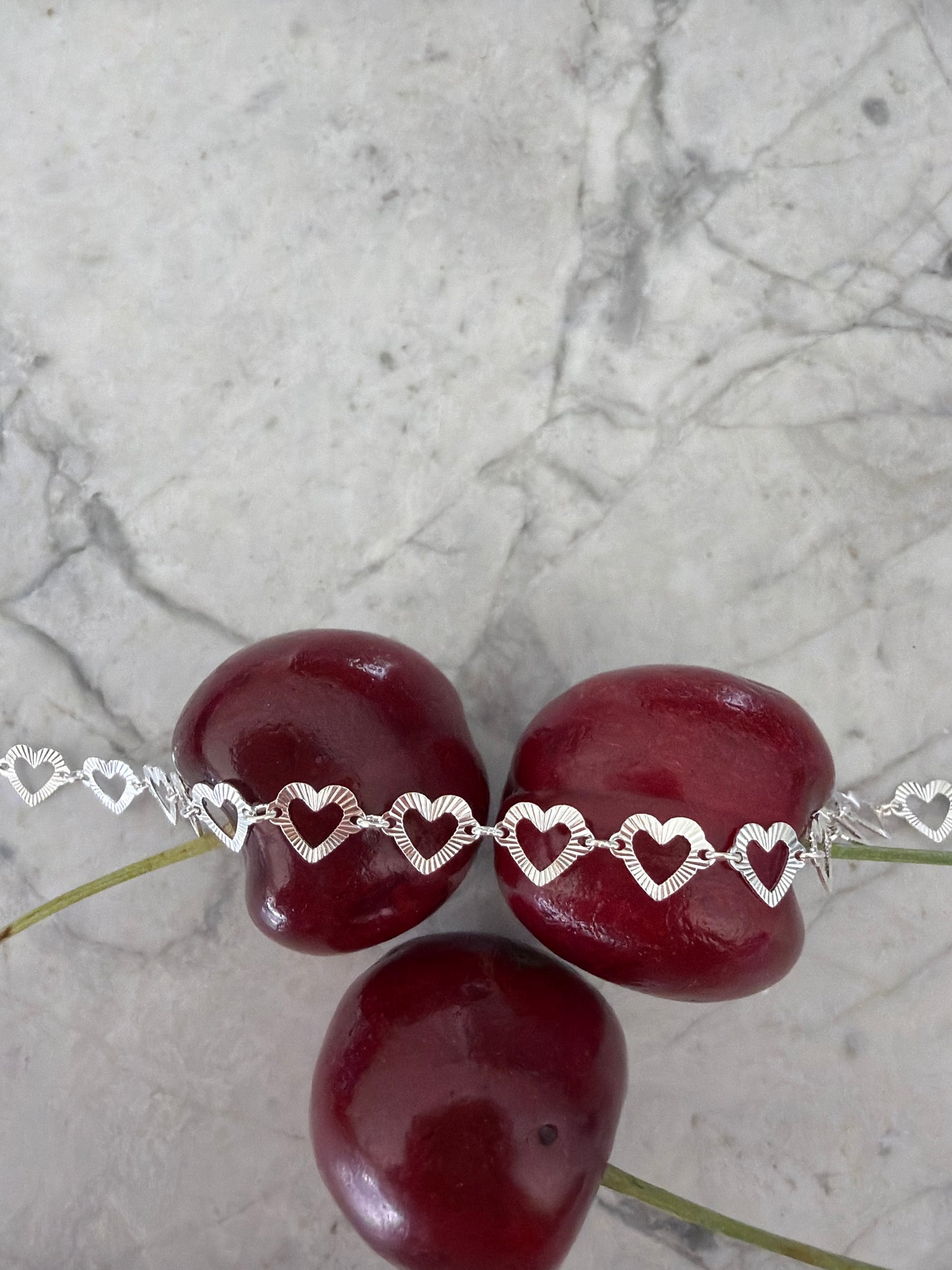 Flat Heart Silver Anklet (Archive Sale)