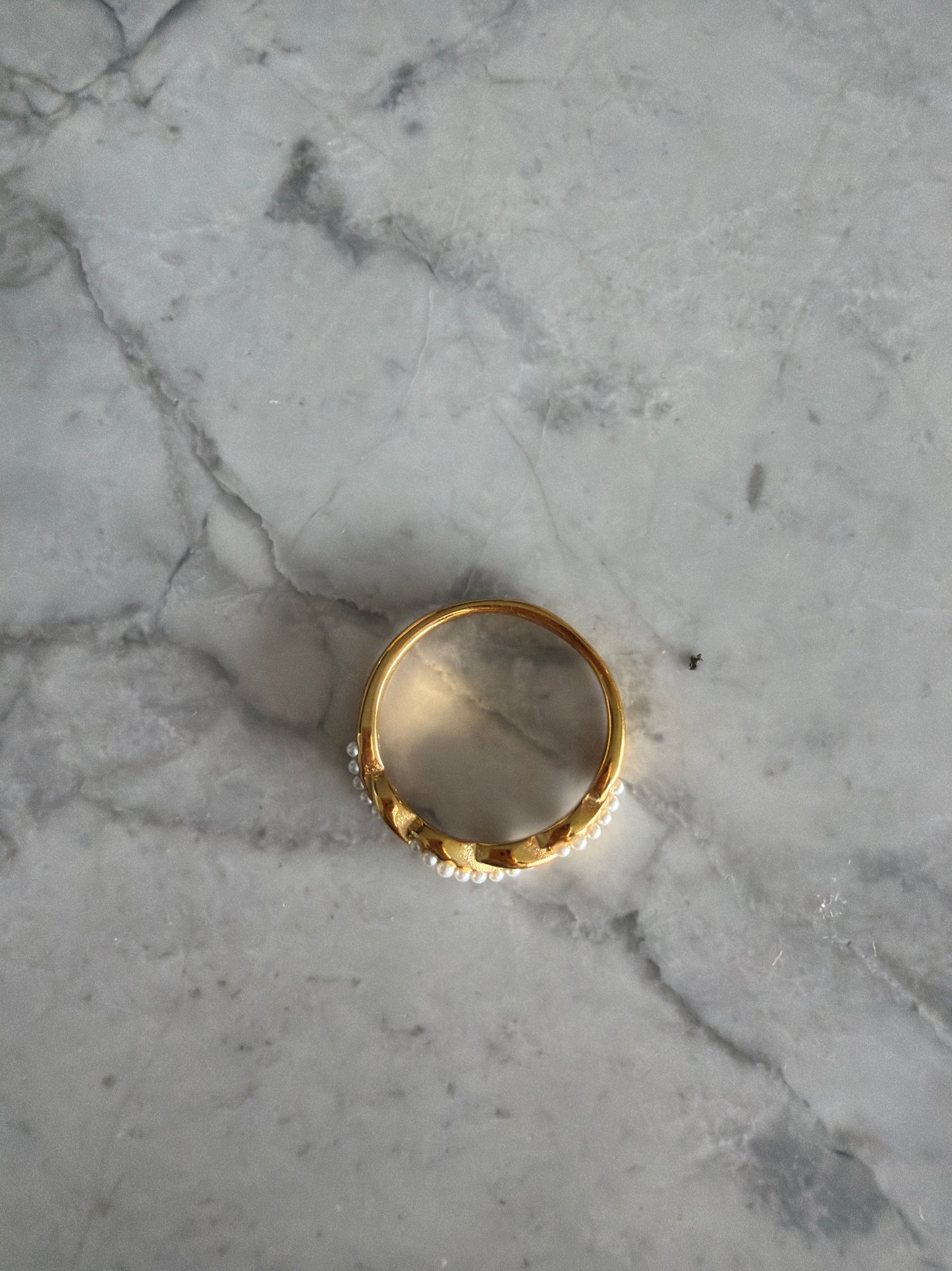 Waterproof Pearl Twist Ring Gold SALE