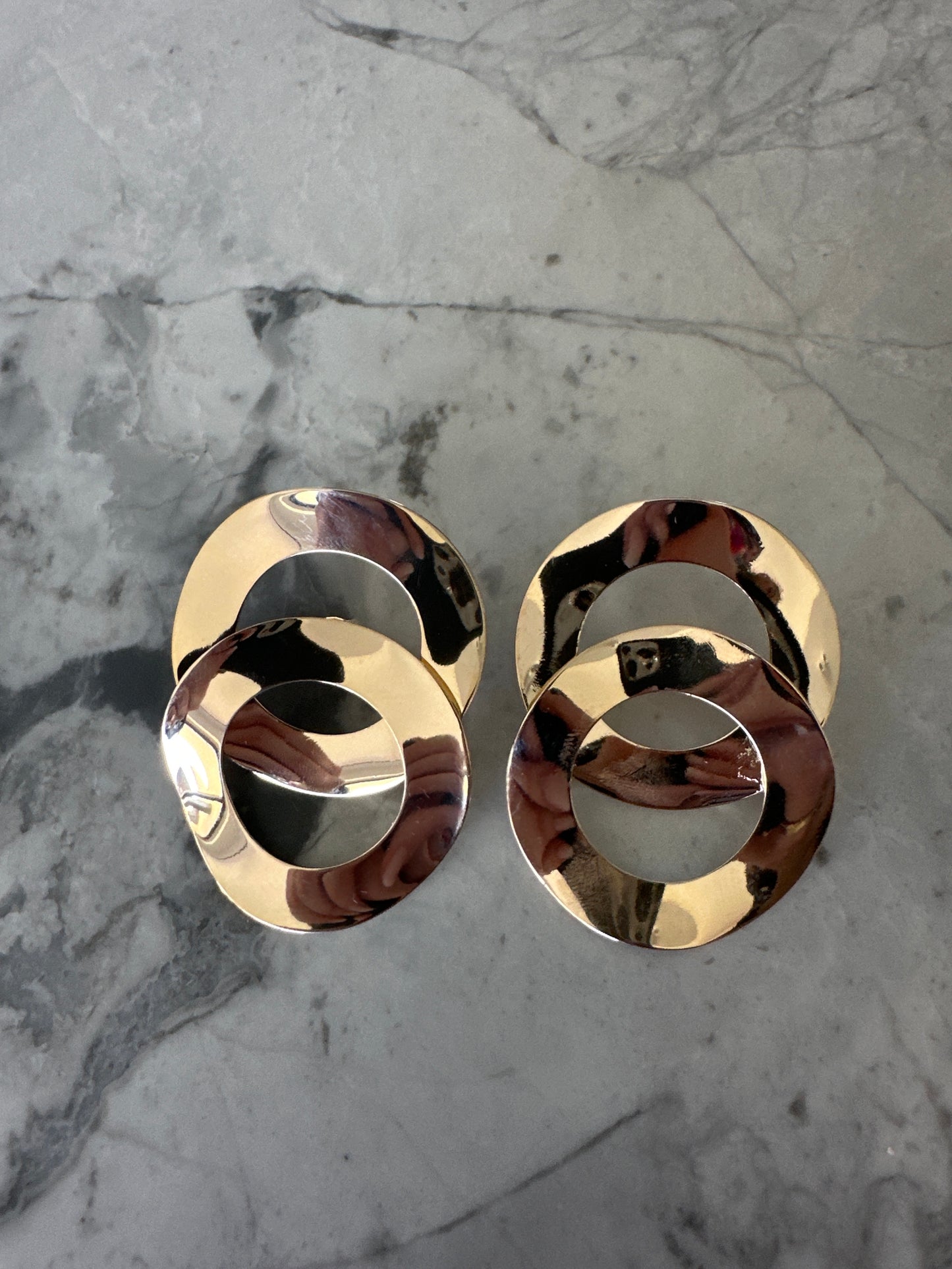 Chunky Statement Overlay Stud Earrings Gold - Sample Sale