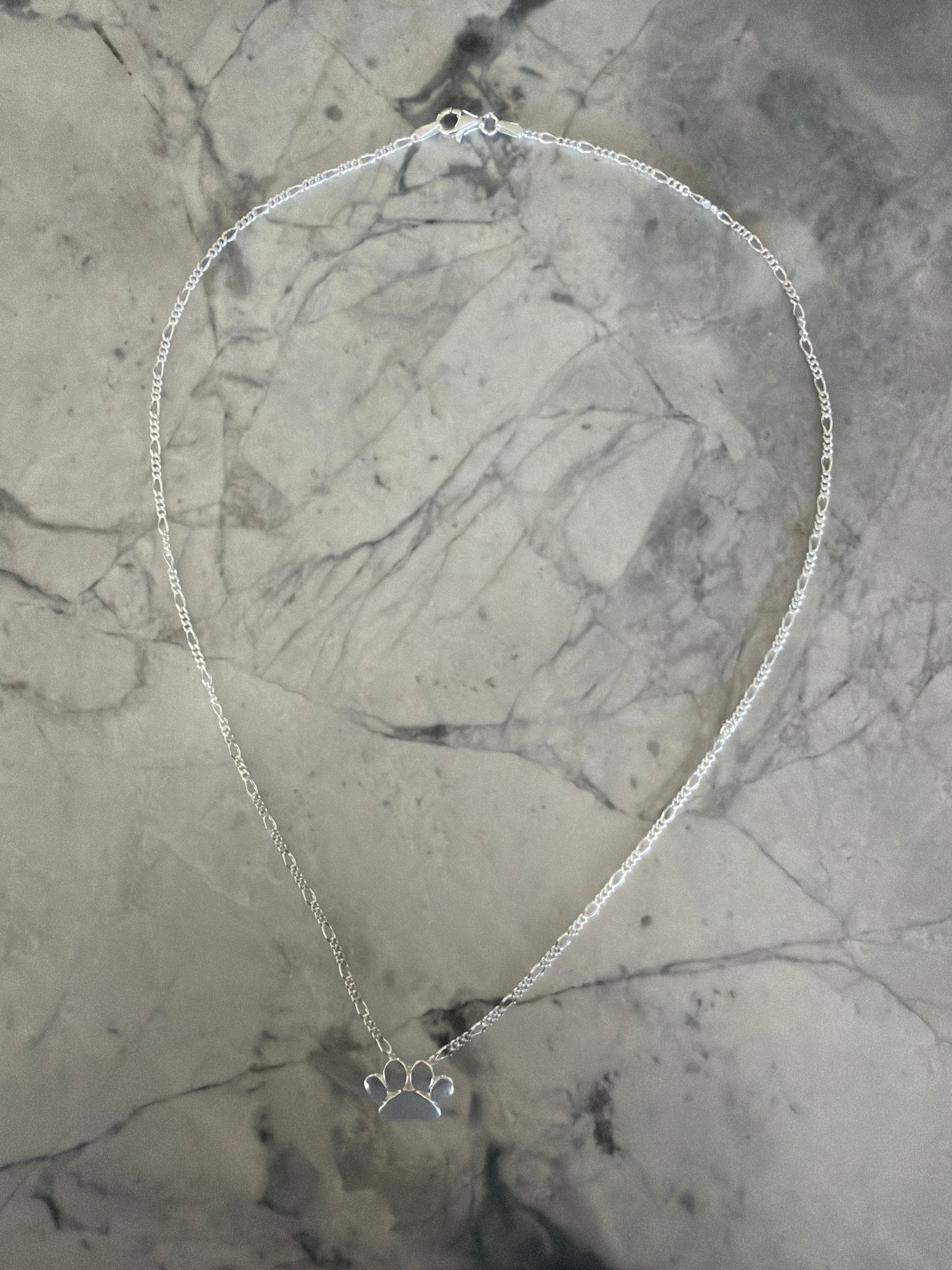 Paw Print Dainty Figaro Chain Necklace | Sterling Silver - Made to Order