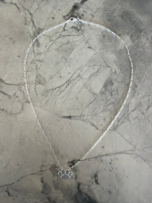 Paw Print Dainty Figaro Chain Necklace | Sterling Silver - Made to Order