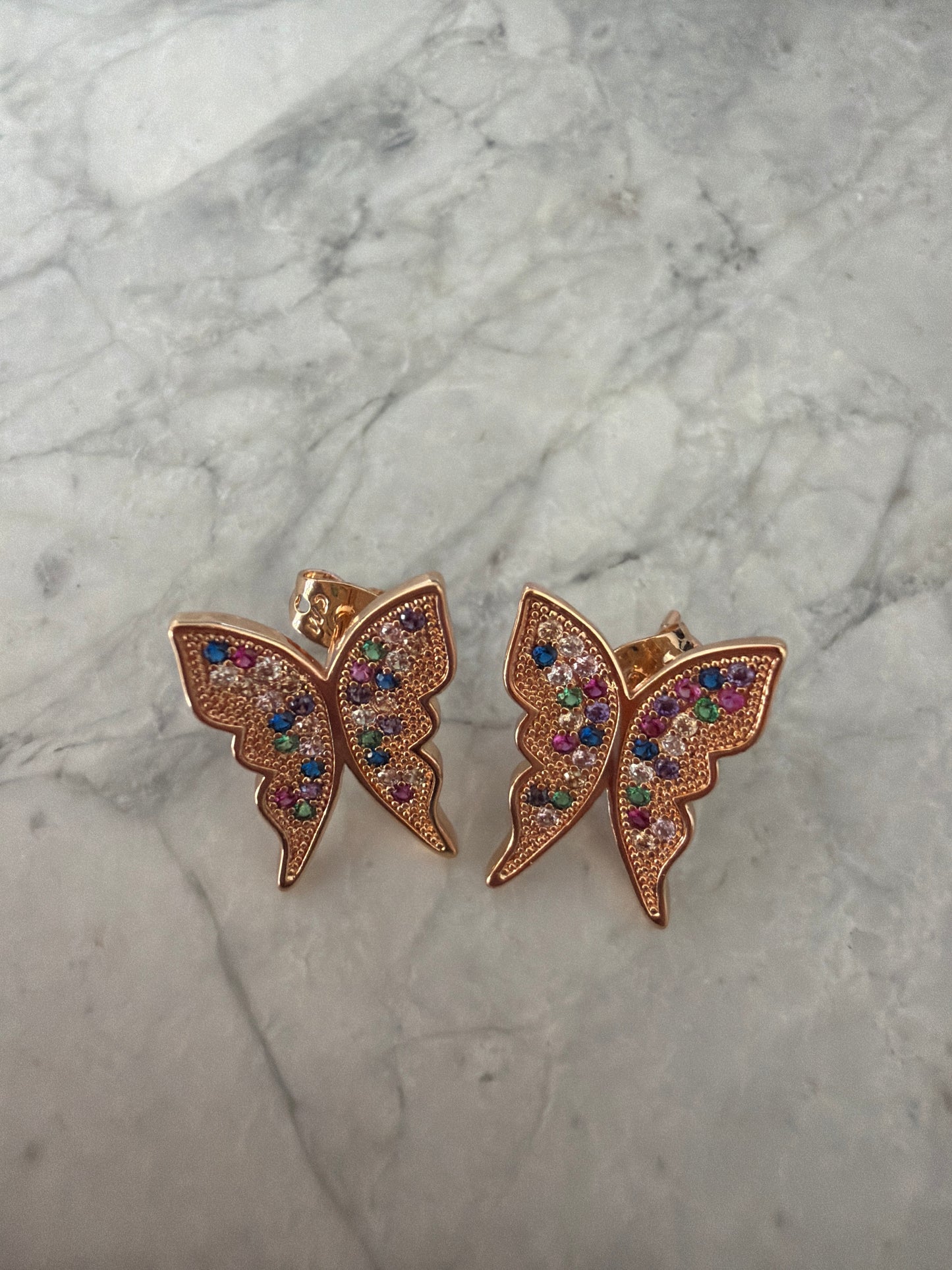 Whimsical Rose Gold Filled Butterfly Earrings