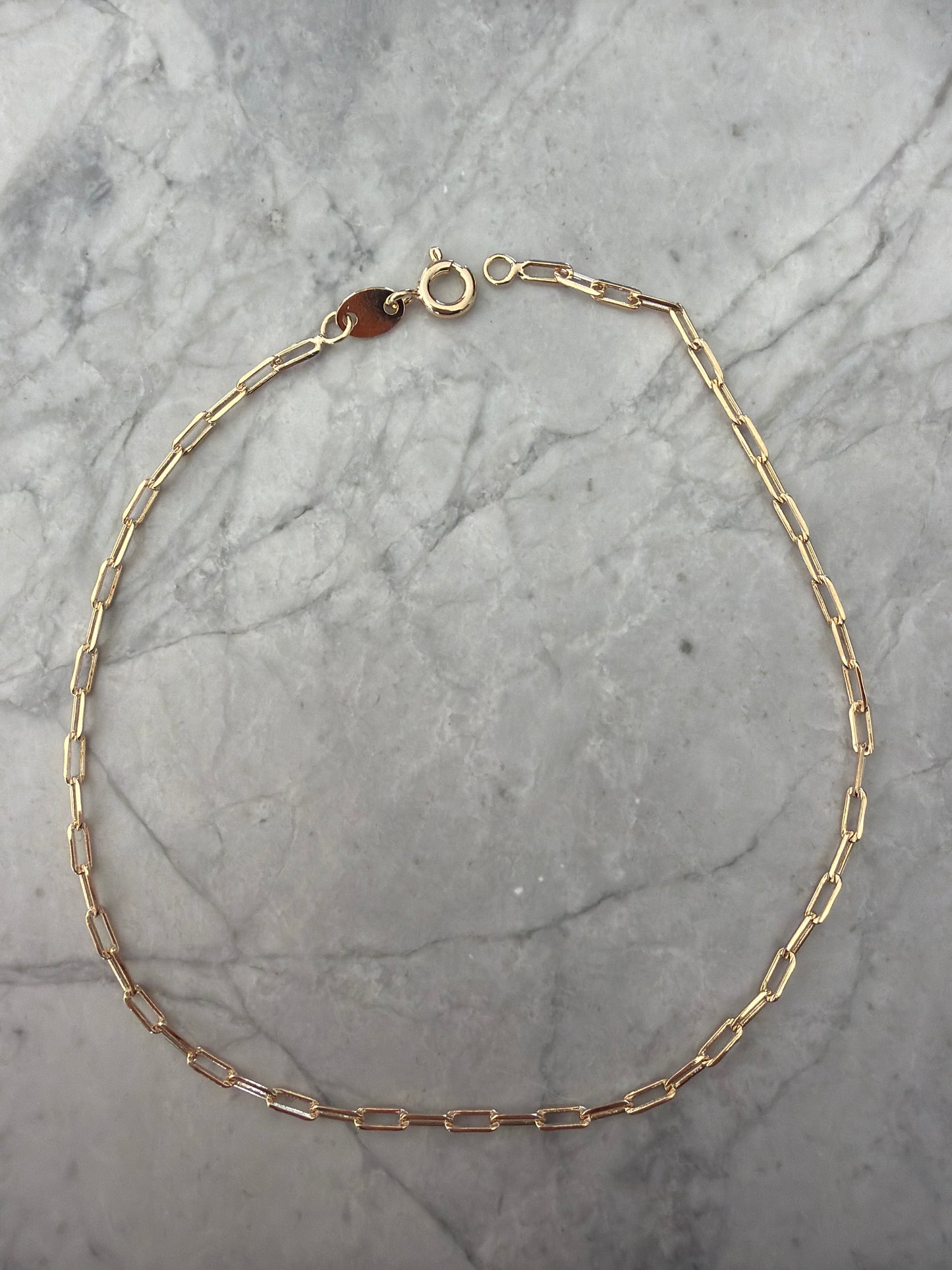 Paperclip anklet 18k gold filled
