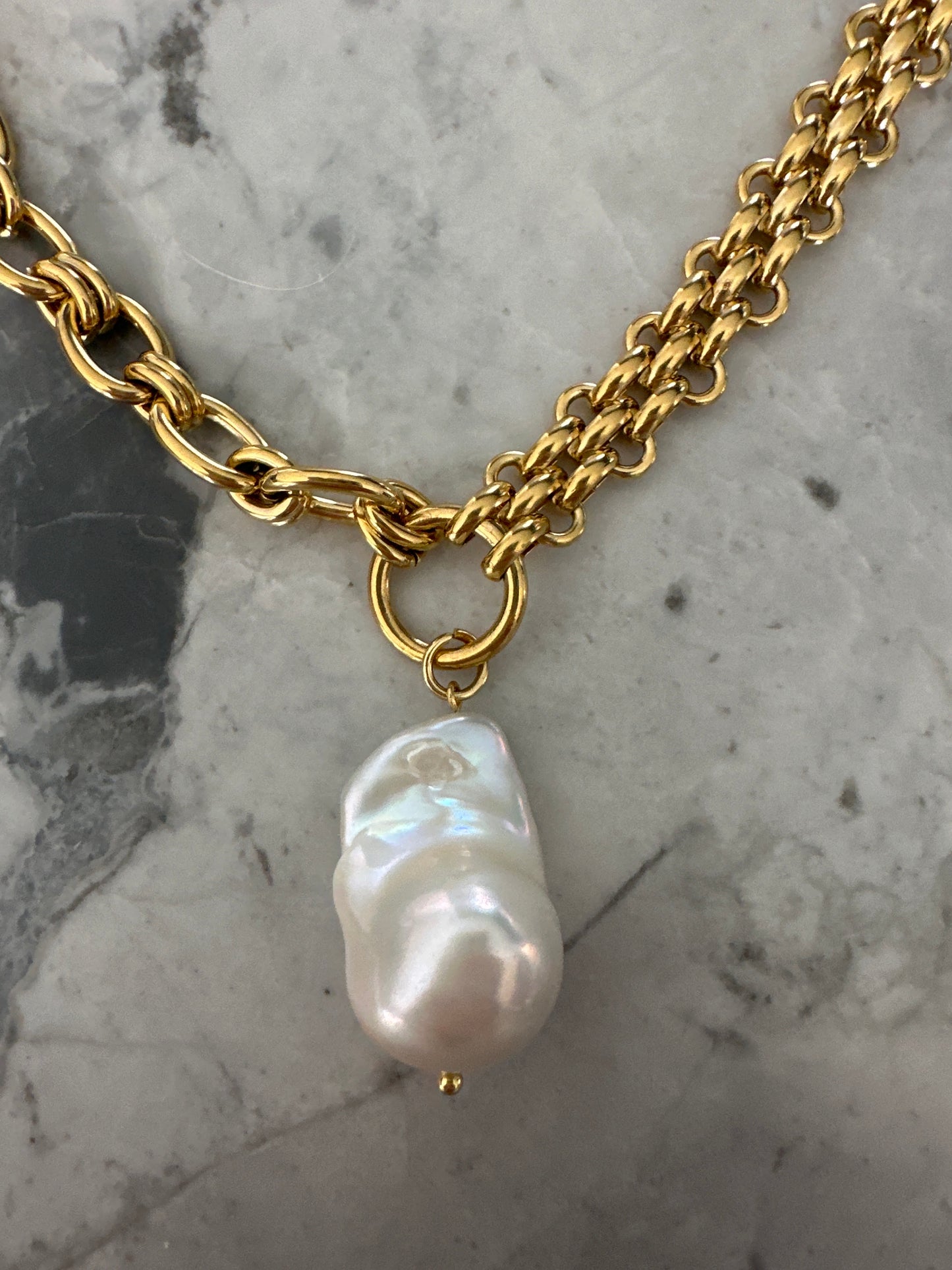 Lauren Baroque Pearl Statement Necklace Gold