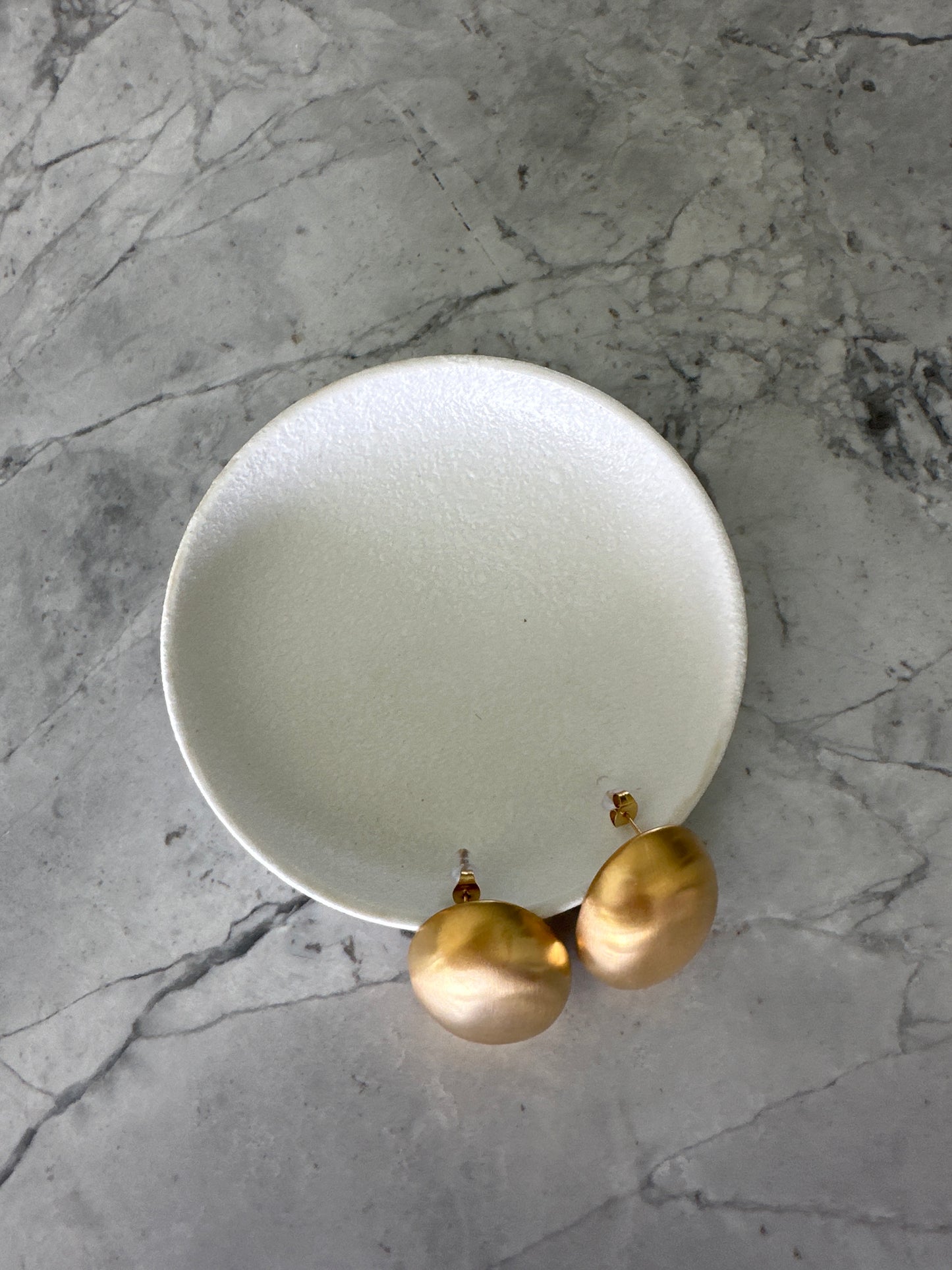 Large Statement Dome Oval Earrings Gold