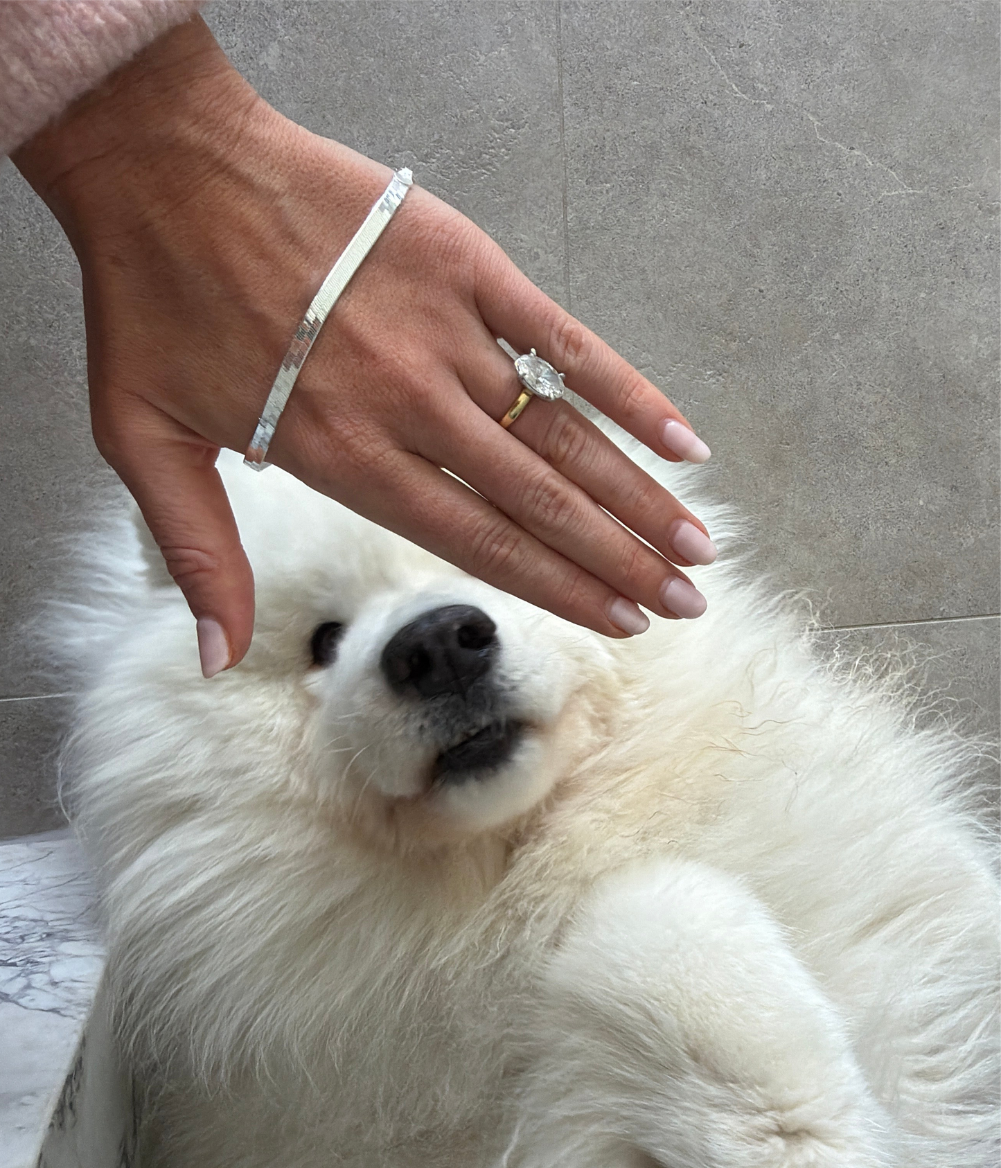 Thick Herringbone Stackable Bracelet Silver