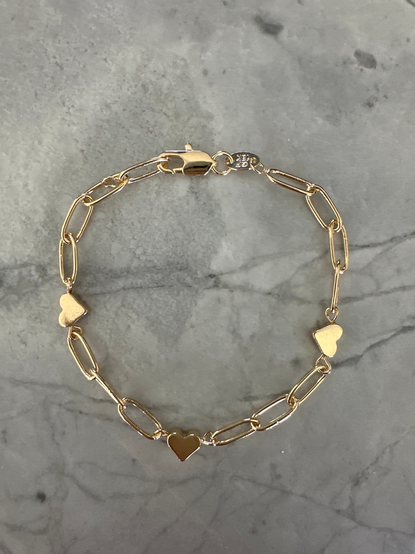 Lyla Triple Heart Chain Bracelet Gold