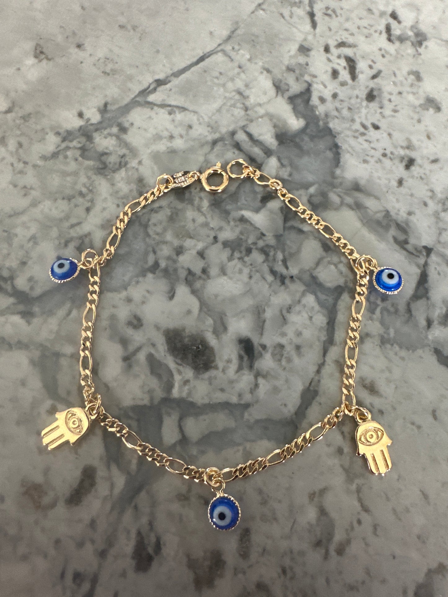 Eye Accent Chain Charm Bracelet Gold