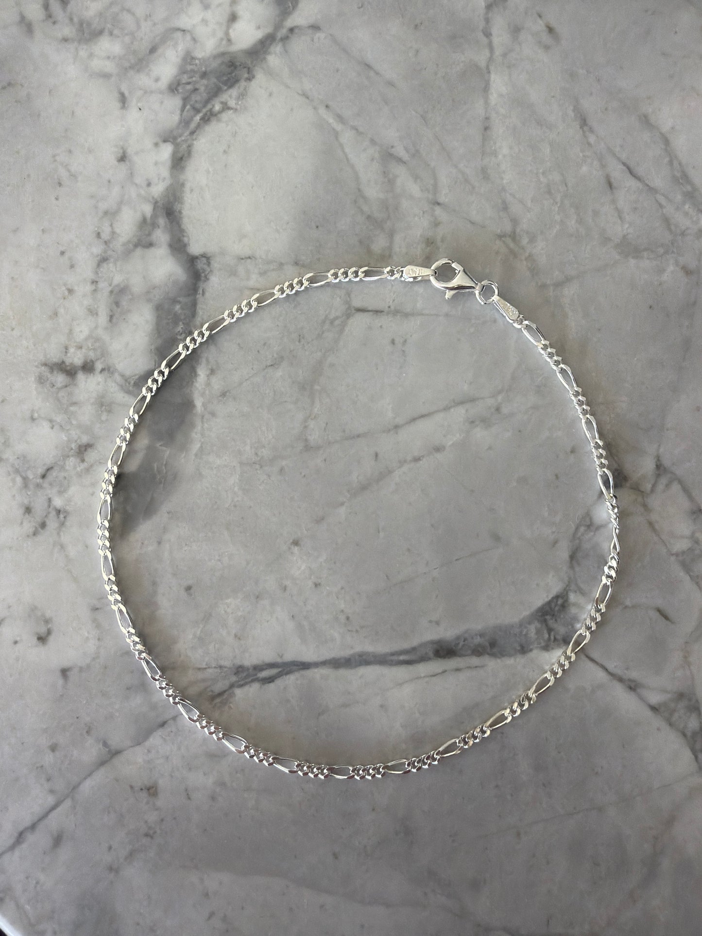 Ivy Figaro Chain Anklet | Sterling Silver