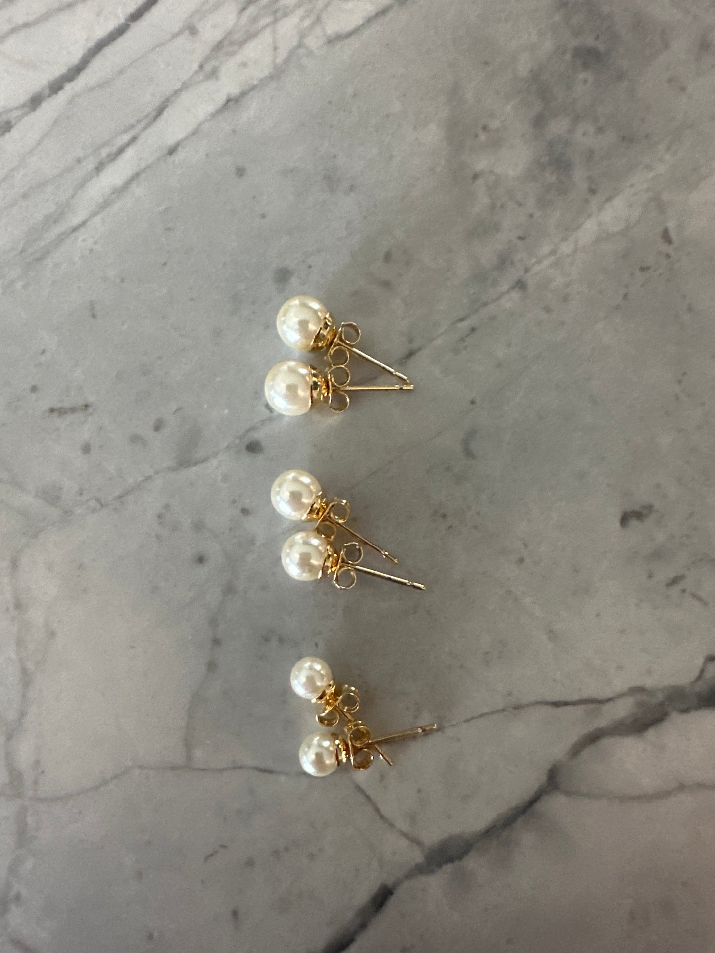 Pearl Everyday Gold Stud Earrings (3x stackable set)