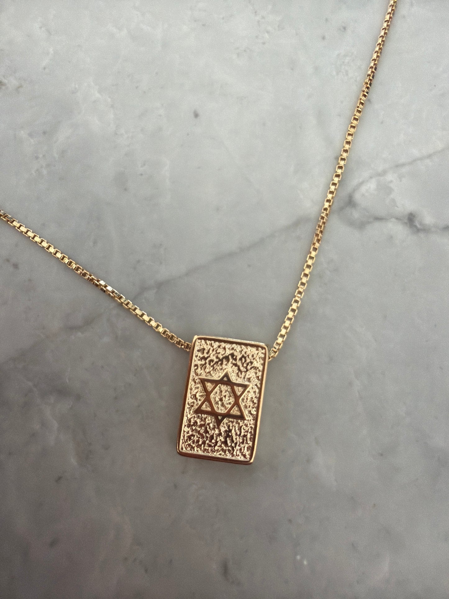 Star of David Rectangle Pendant Necklace 18k gold filled