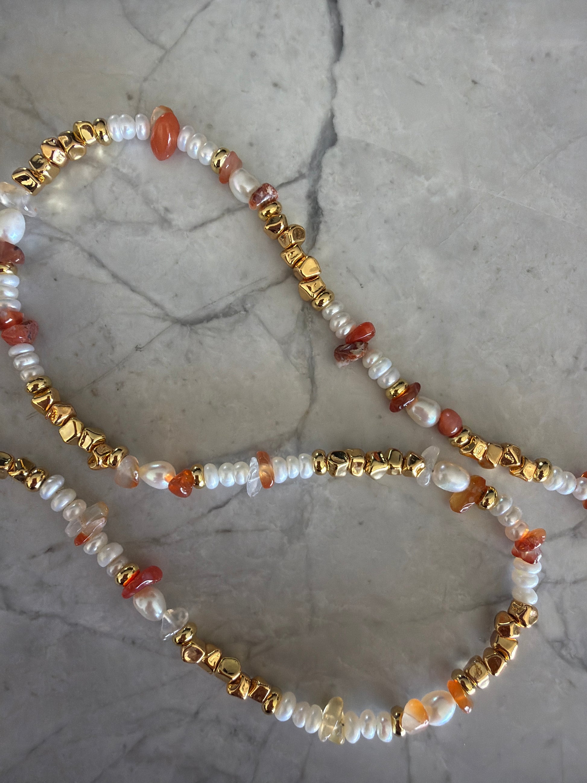 Jacqueline Lee Jewellery |  Aperol spritz Natural Stone Bead Necklace