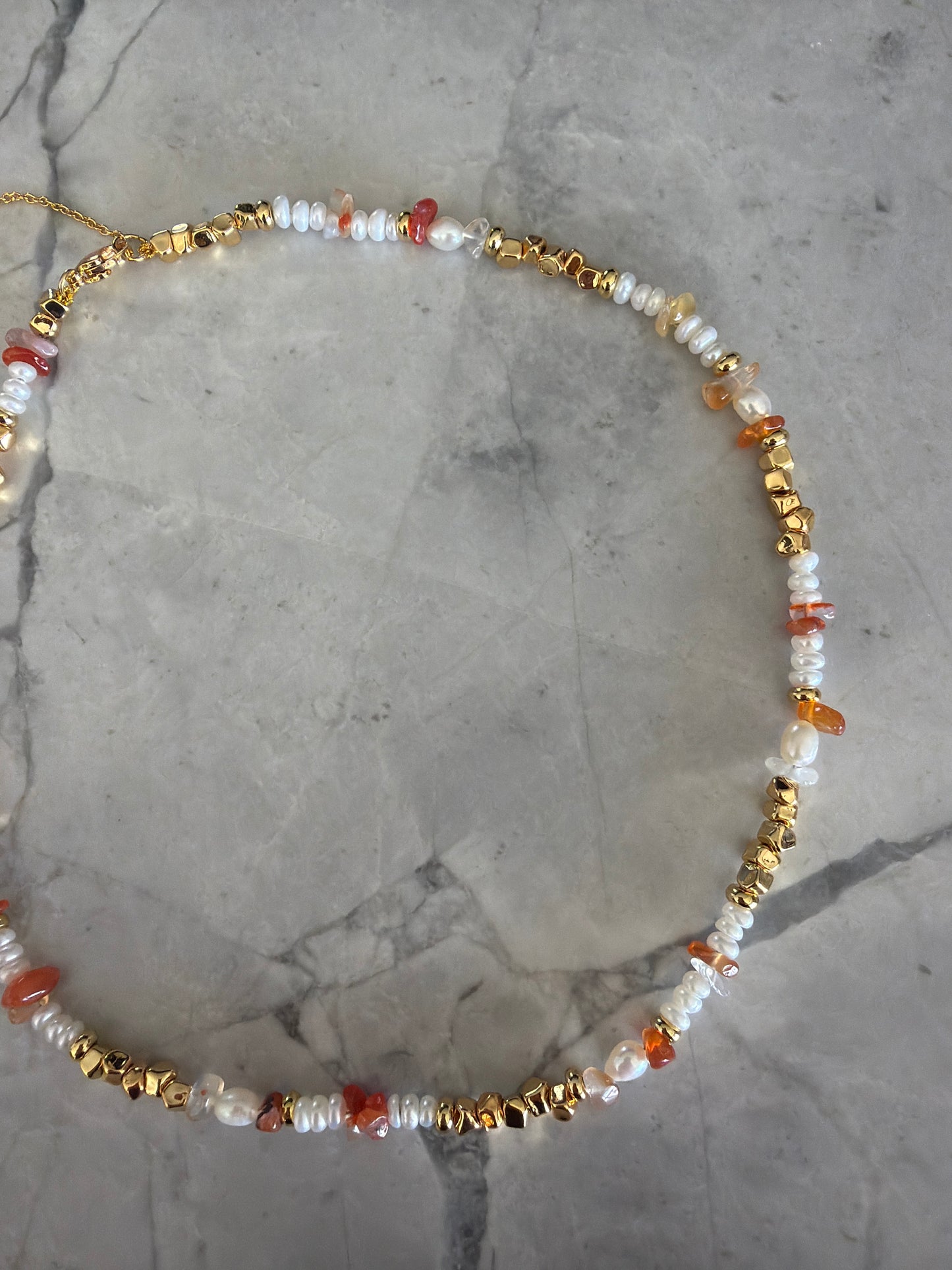 Jacqueline Lee Jewellery |  Aperol spritz Natural Stone Bead Necklace