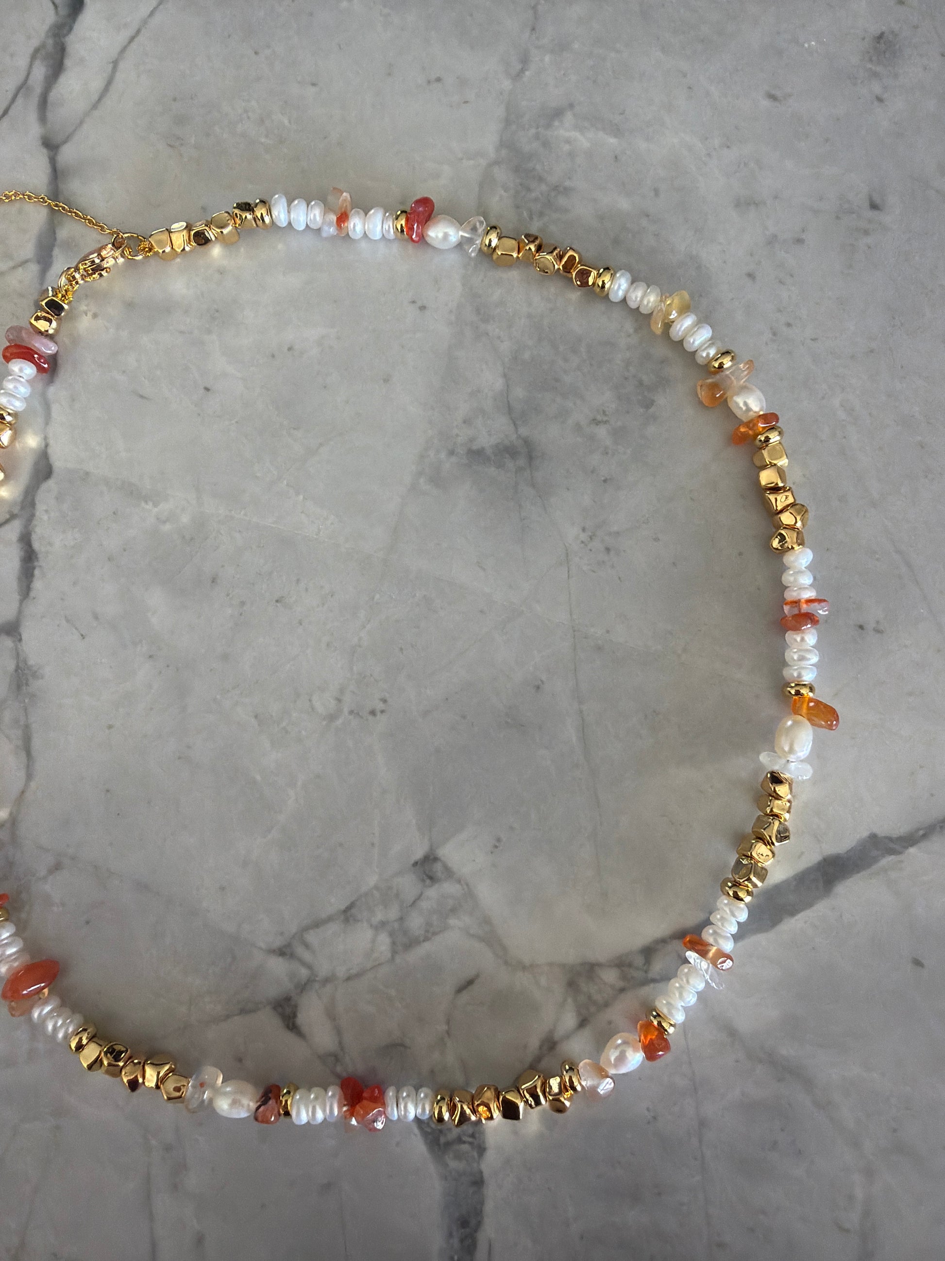 Jacqueline Lee Jewellery |  Aperol spritz Natural Stone Bead Necklace