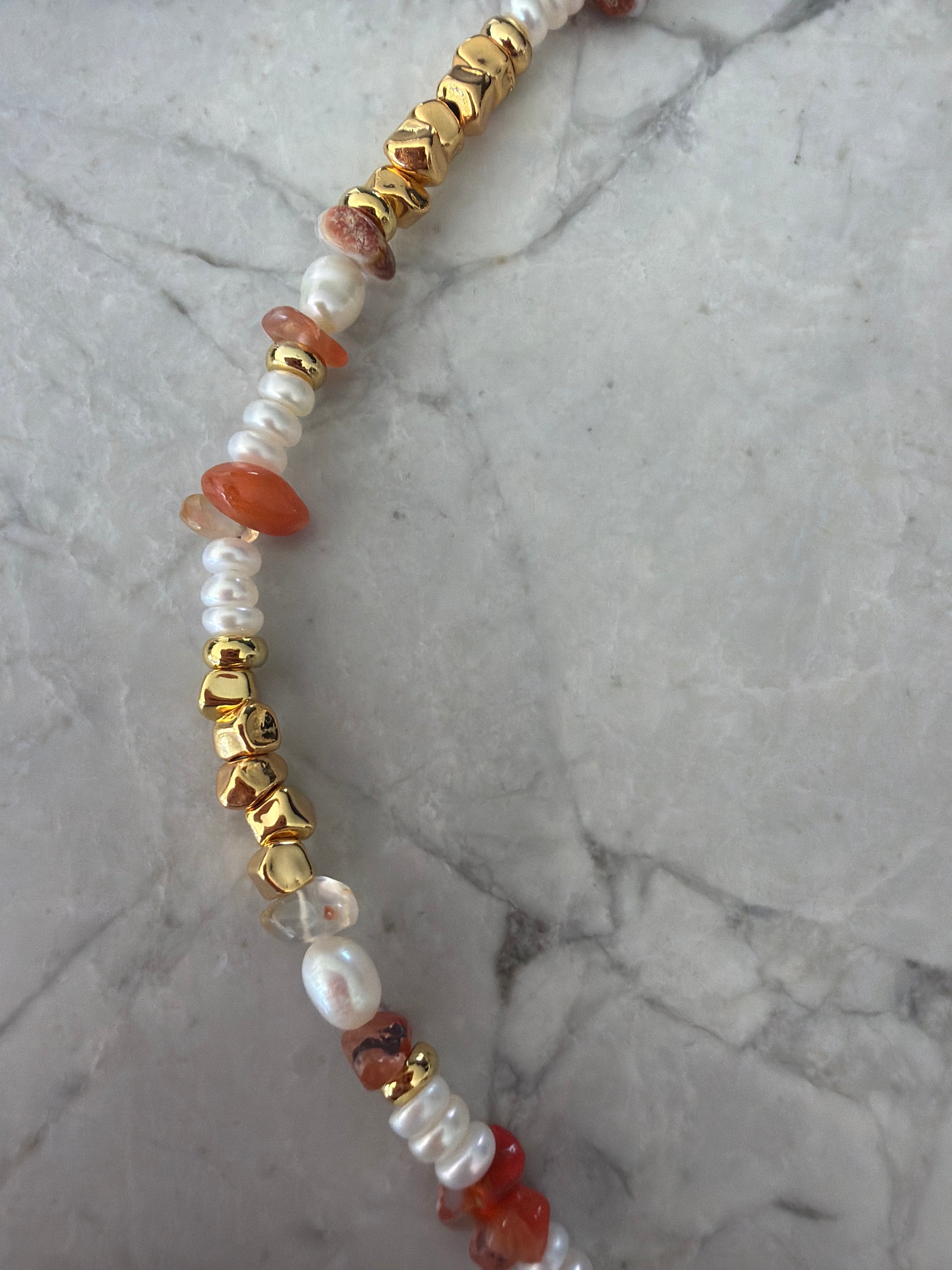 Jacqueline Lee Jewellery |  Aperol spritz Natural Stone Bead Necklace