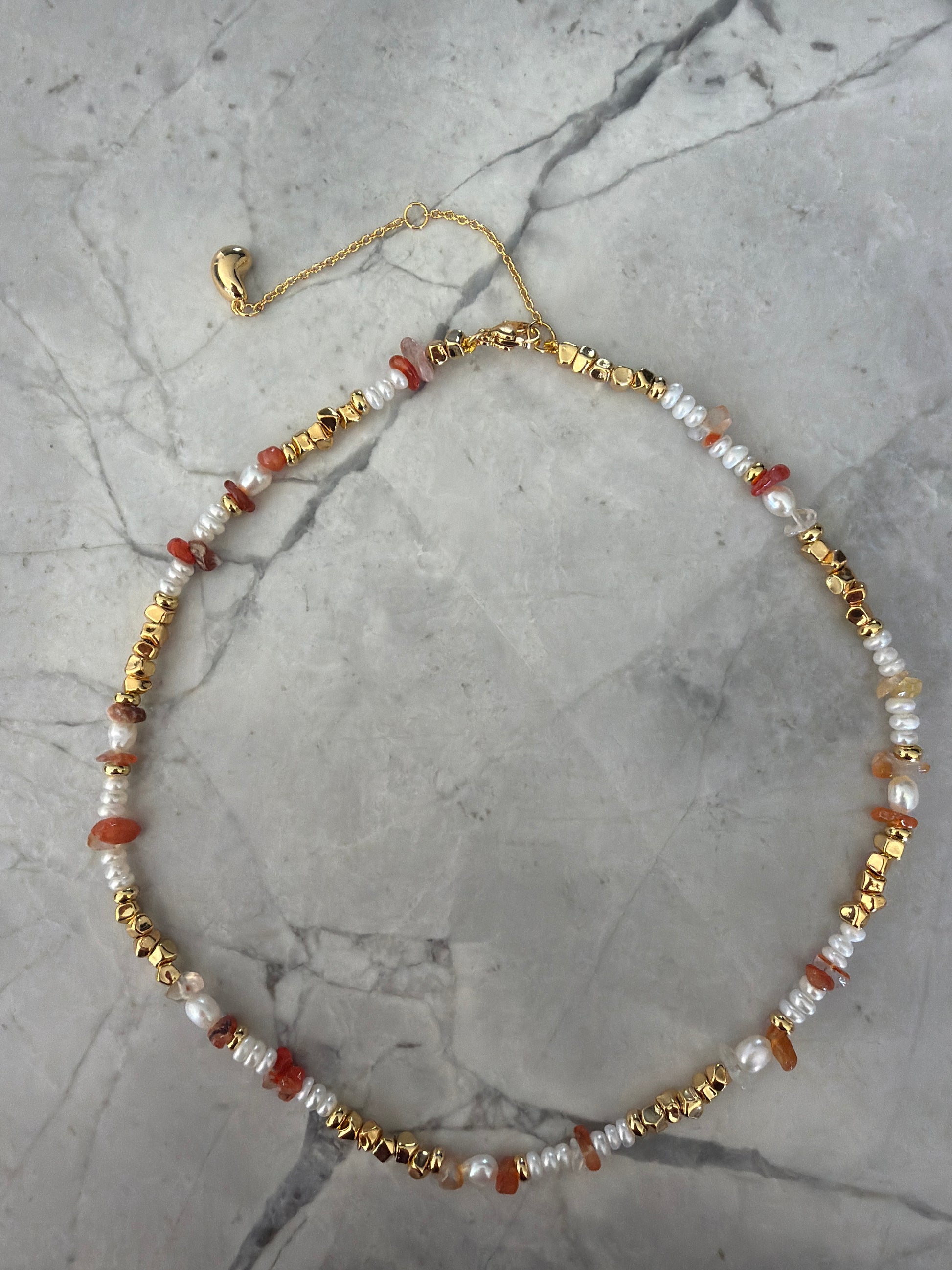 Jacqueline Lee Jewellery |  Aperol spritz Natural Stone Bead Necklace
