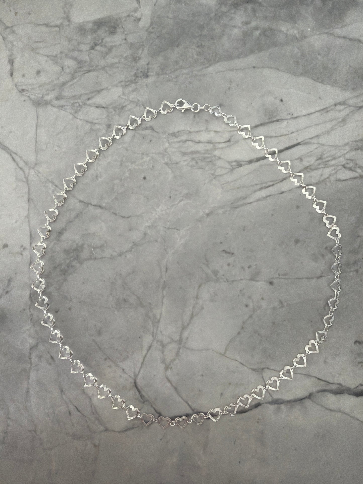 Sterling Silver Flat Heart Chain Necklace SALE