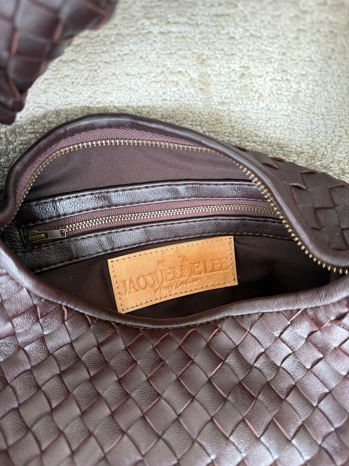 Genuine Leather Weave Bag - Burgundy PRE ORDER 4-6 weeks