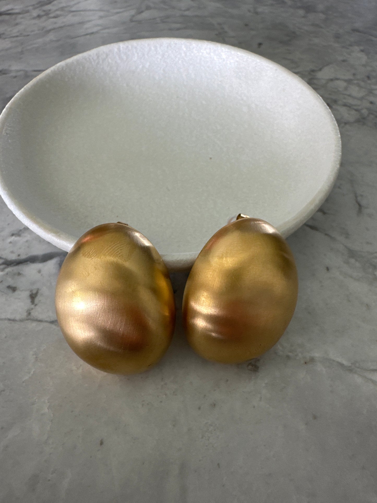 Large Statement Dome Oval Earrings Gold