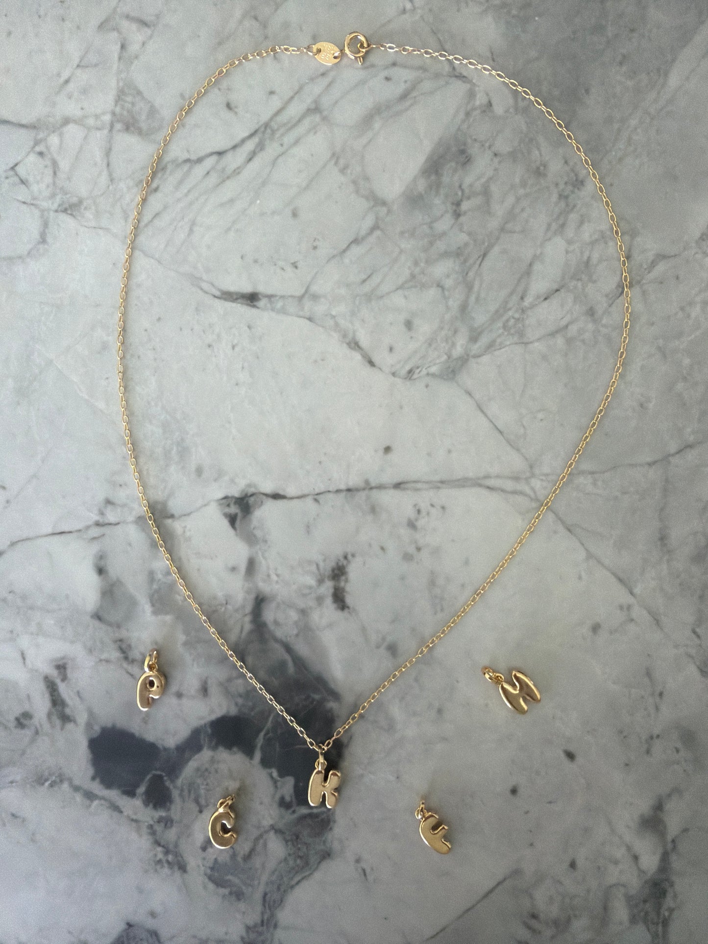 Brogan Bubble Letter Alphabet 18K Gold-Filled Necklace MAFS SALE