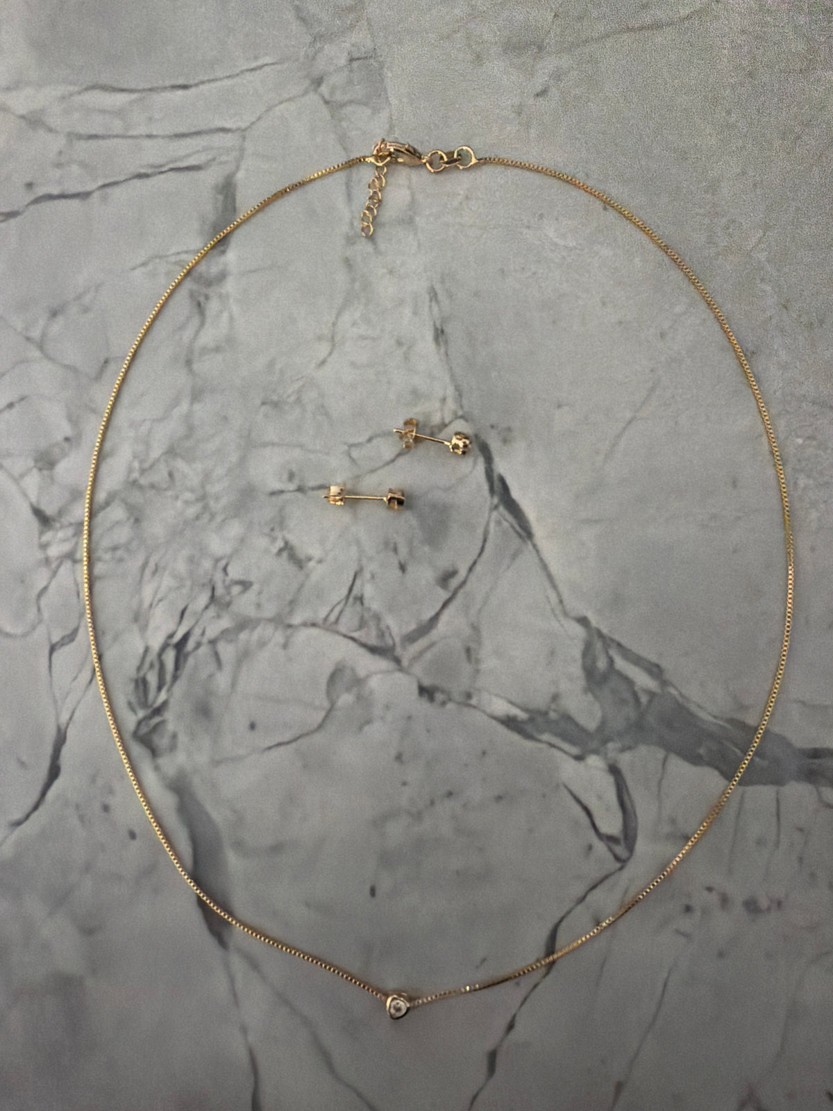 Cute Zircon Necklace & Earrings Set | 18k Gold-Filled