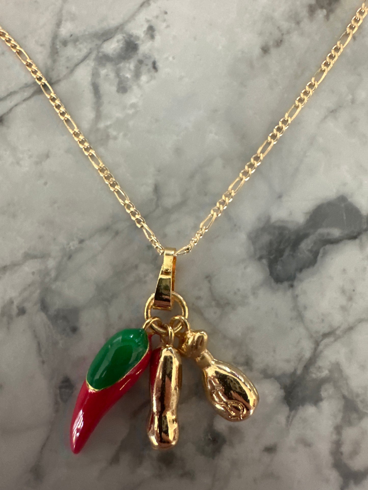 Chilli Charm Money Bag Necklace Gold