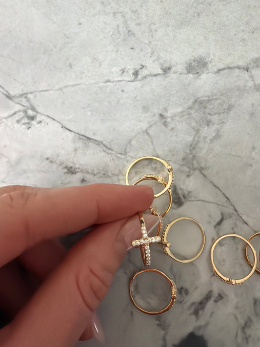 Faith Crystal Cross Stackable Ring | 18k Gold-Filled