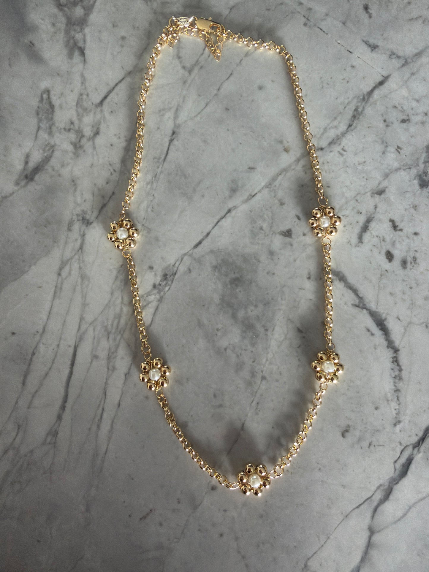 Margaux Pearl Flower Necklace | 18k Gold-Filled