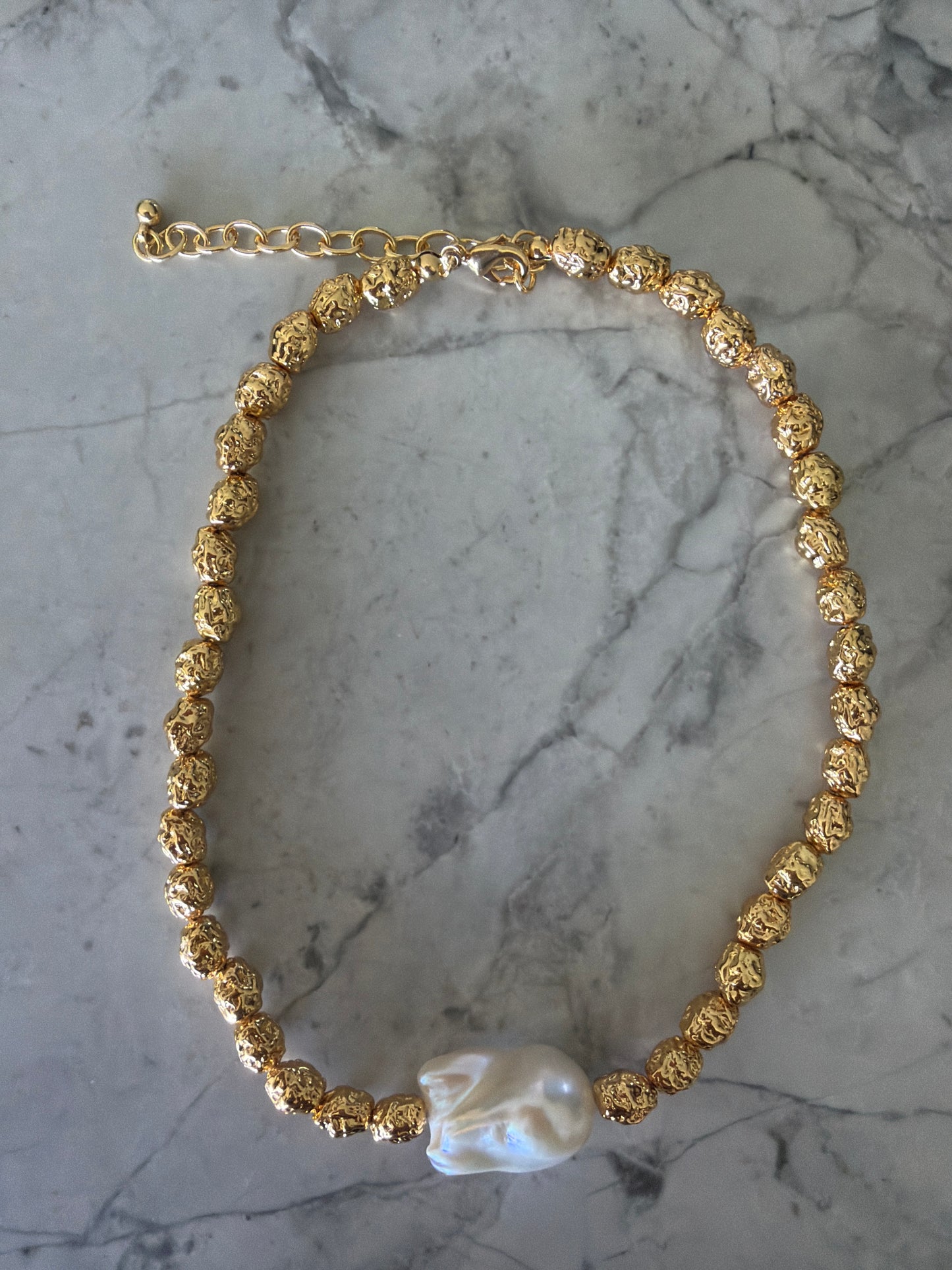 Cabo Gold Lava Bead Natural Baroque Pearl Necklace (SOLD OUT ON PRE ORDER - DUE MARCH 10)