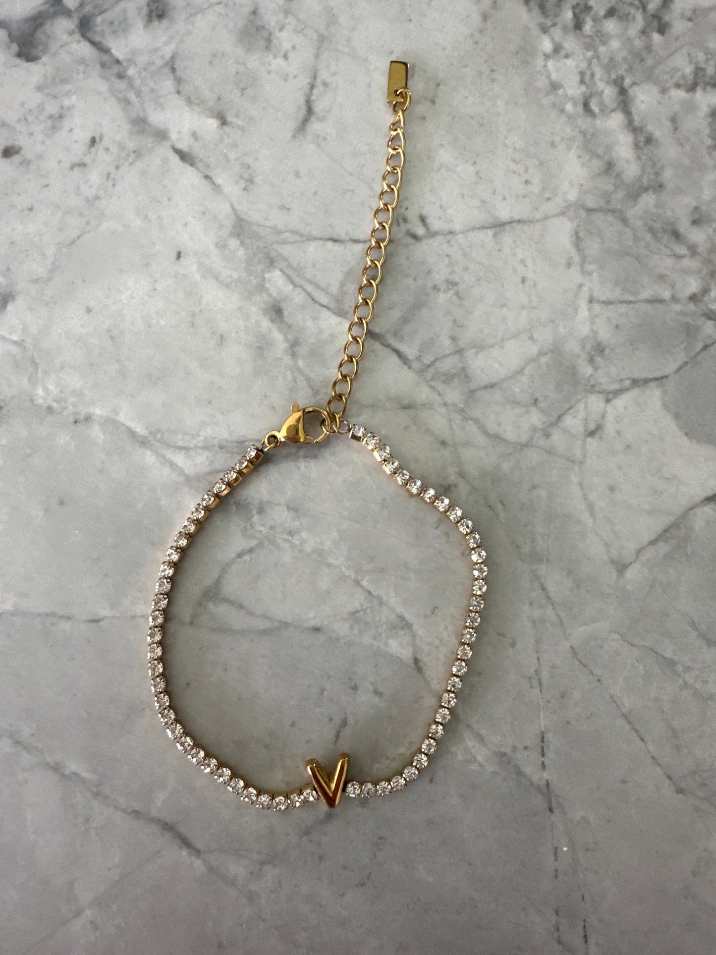 Custom Alphabet Zircon Micro-Letter Bracelet Gold (Archive Sale)