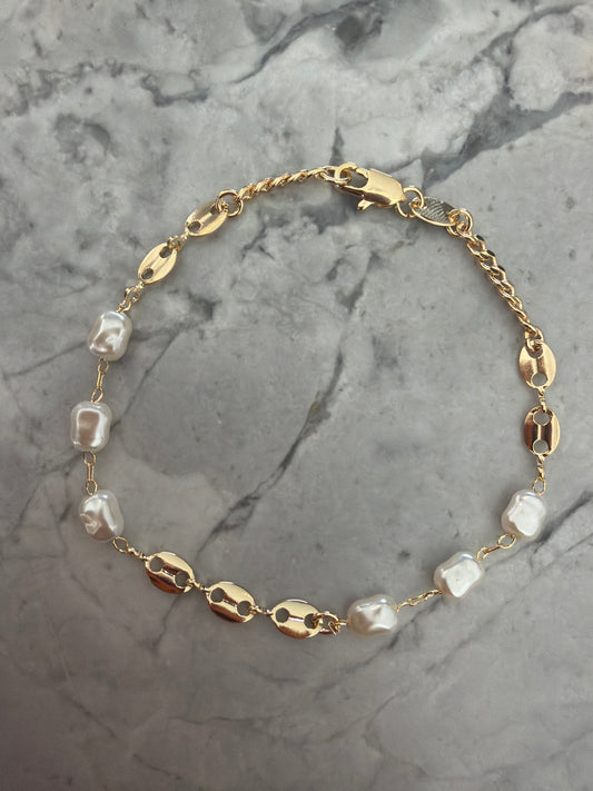 Faye Pearl Gold Stackable Bracelet | 18k Gold-Filled