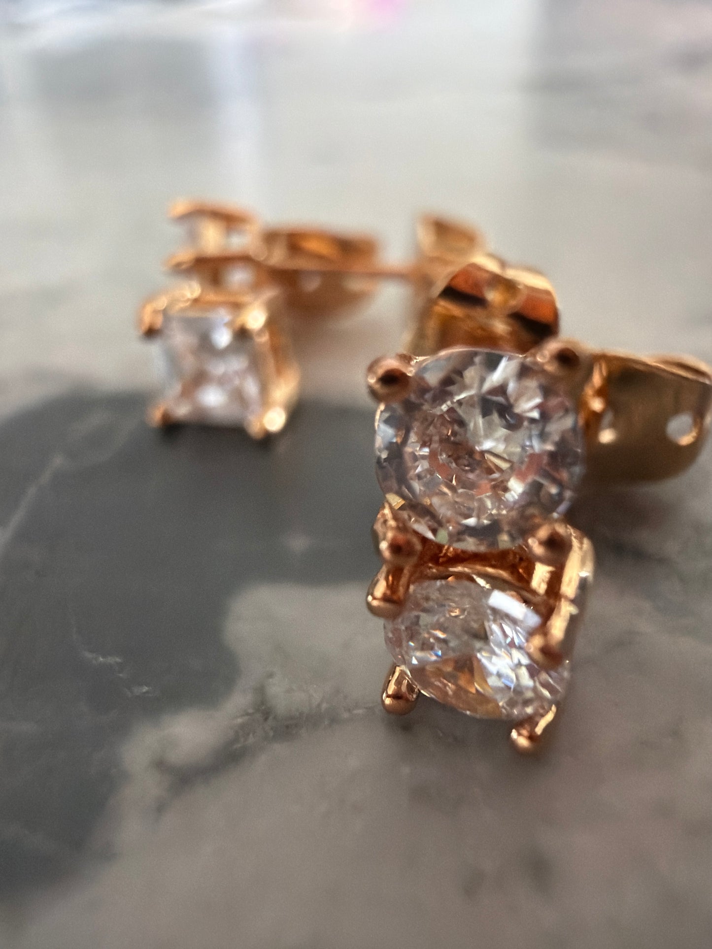 Small Rose Gold Everyday Studs (2 pairs - square and round versions) SAMPLE SALE